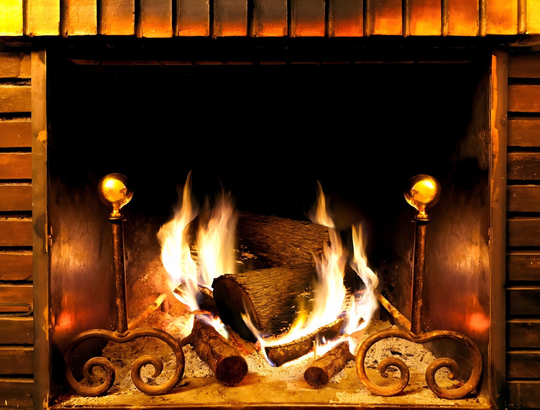 1800x1367 Wall Mural Photo Wallpaper Burning fireplace u55934