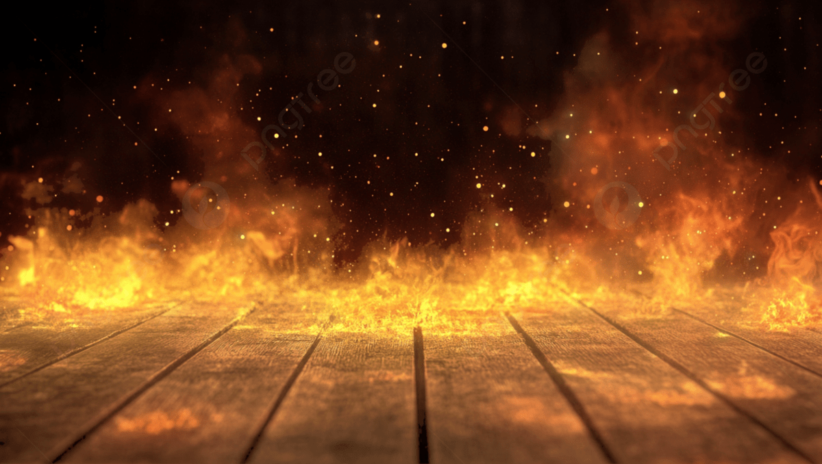 1200x678 Wooden Table With Fire Burning At The Edge Of Particles Sparks And Smoke In Air Flames On A Dark Background To Display Magnificent Products, Wooden, Fire, Flame Background Image And Wallpaper for