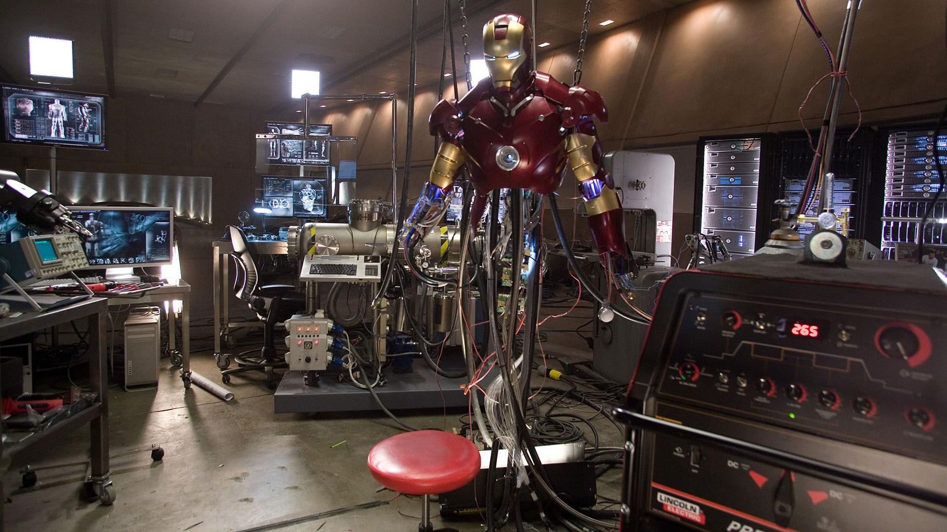 1920x1080 Tony Stark's lab zoom background