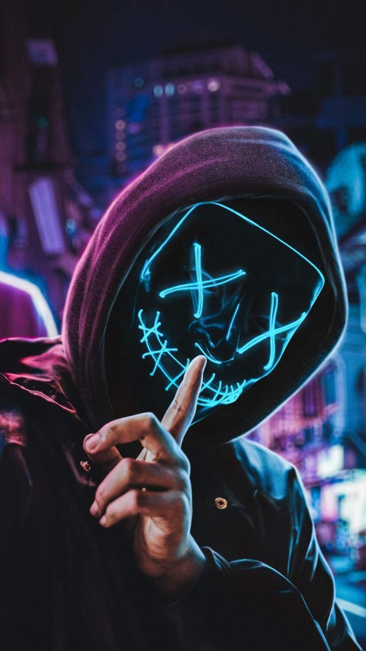 736x1308 Neon Mask Boy Wallpaper for Homescreen & Lockscreen