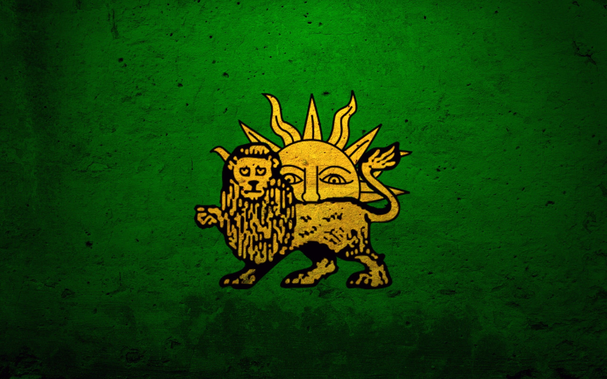 2560x1600 Illustration of yellow lion and sun HD wallpaper