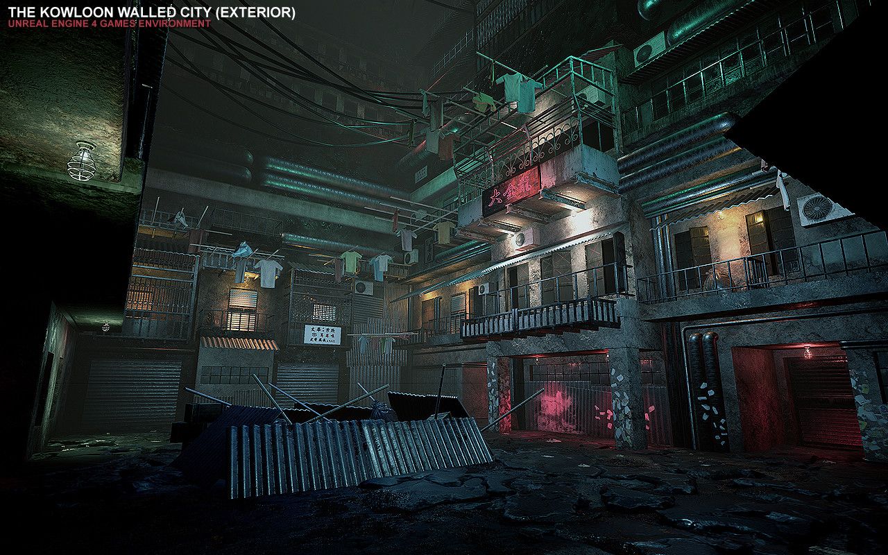 1280x800 Desmond Man - [UE4] Kowloon Walled City (Residential Exterior)