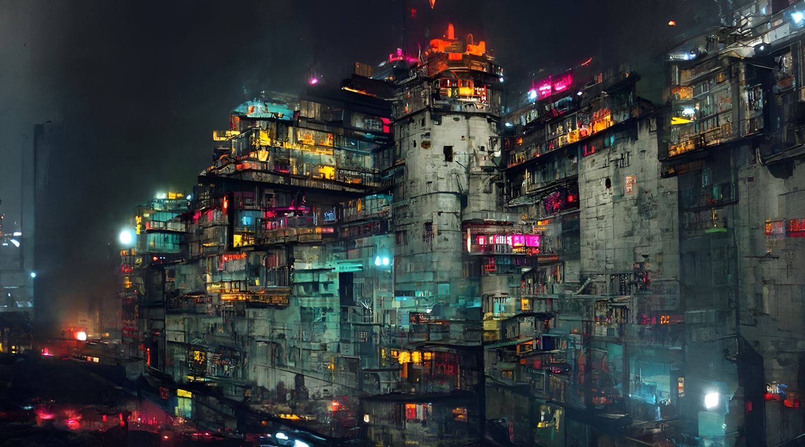 1600x889 The Great Walled City Cityscape at Night: A Digi