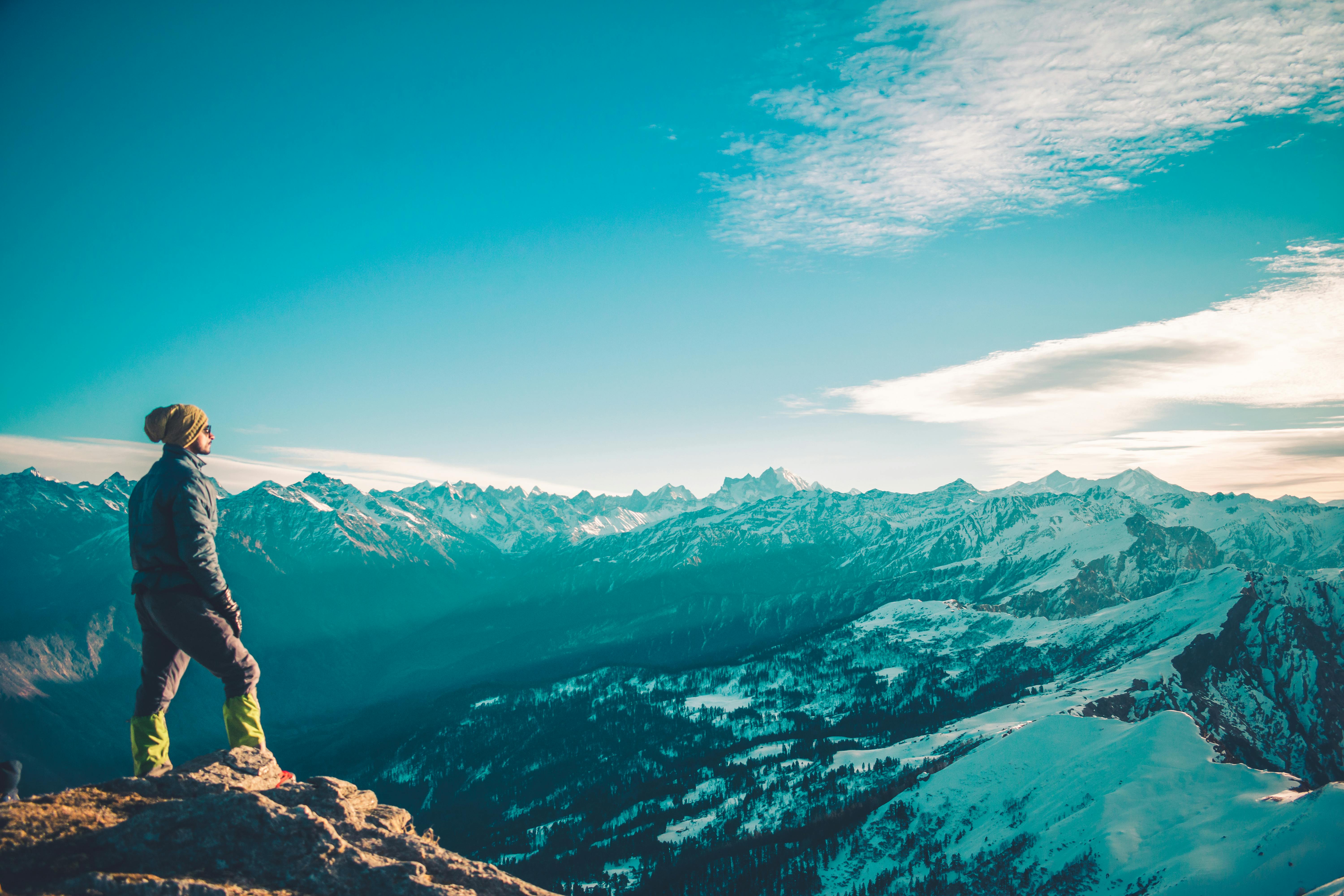 6000x4000 Person Standing on Top of Mountain · Free