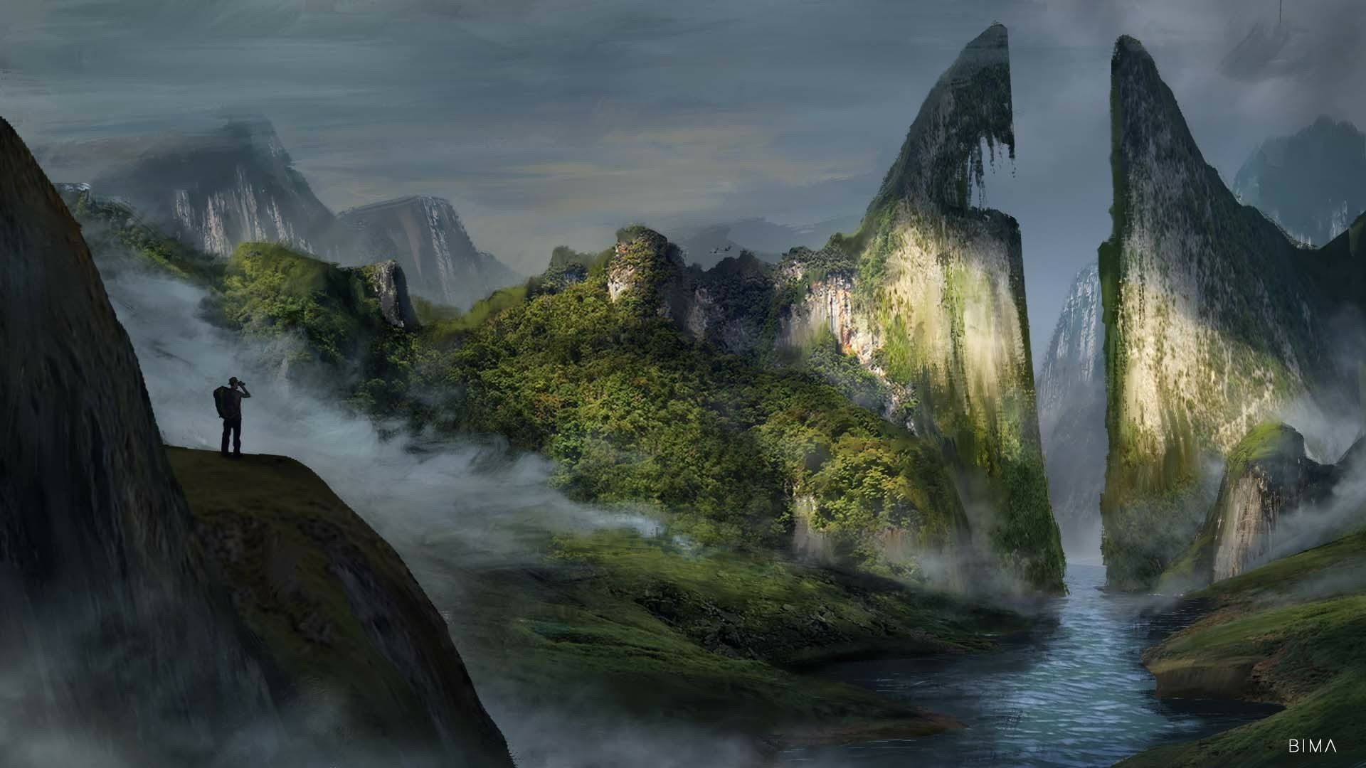 1920x1080 Epic Fantasy Mountain Adventure HD Wallpaper