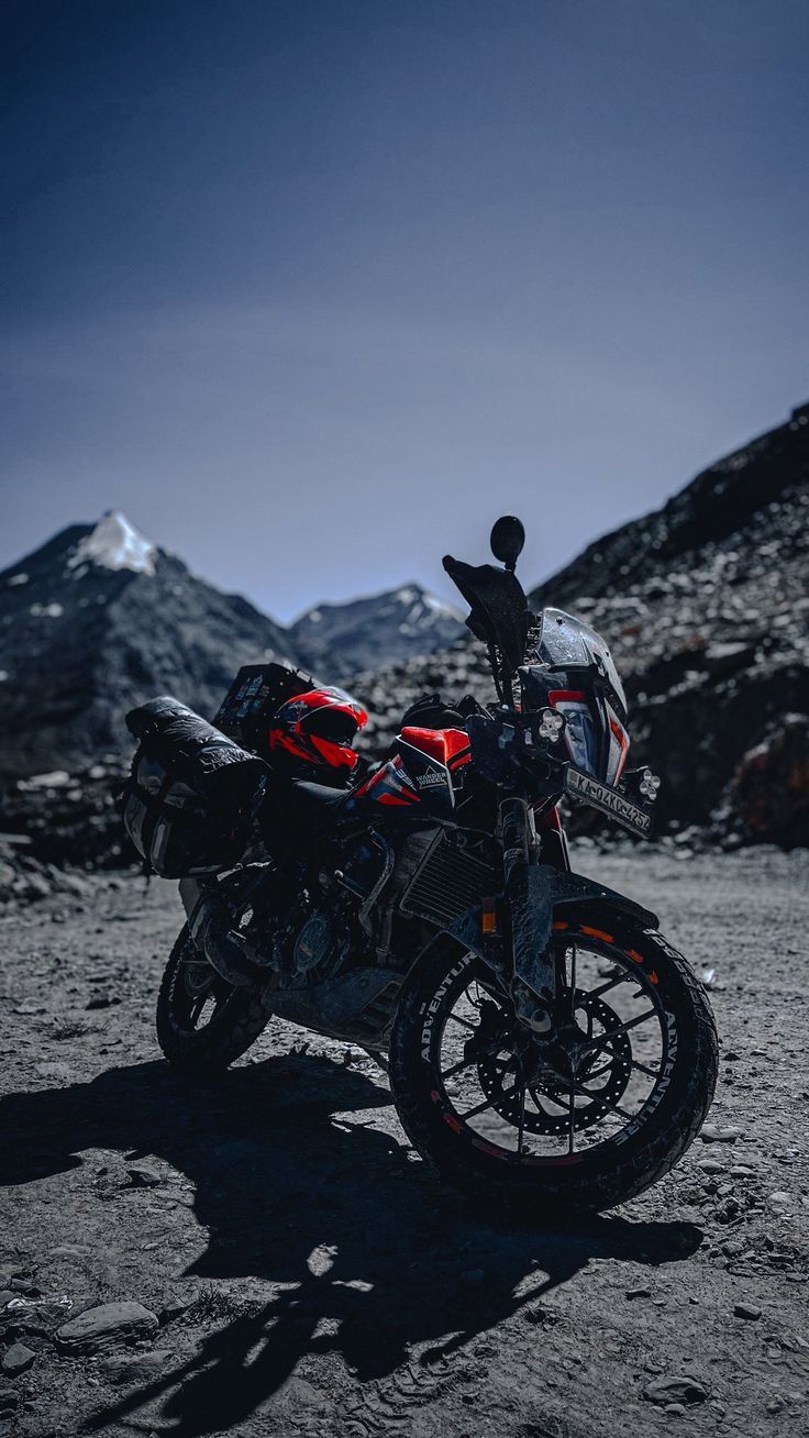 736x1308 Wallpaper motorcycle, bike, red, mountains, sky, nature, AI 4K by thescoutguy. Download wallpaper motorcycle, bike, red, mountains, sky, nature for free