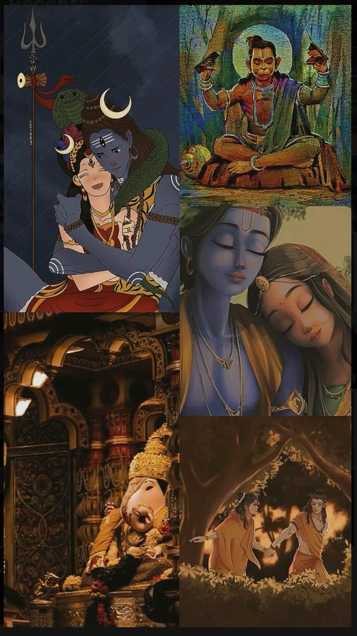 736x1308 Sanatan dharma (hindu gods photo collage ) for wallpaper
