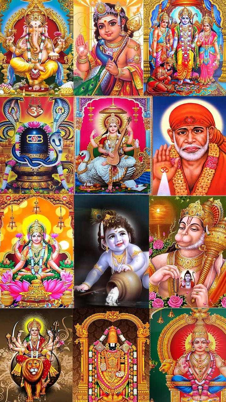 720x1280 Download All Hindu Gods Postcard Collage Wallpaper