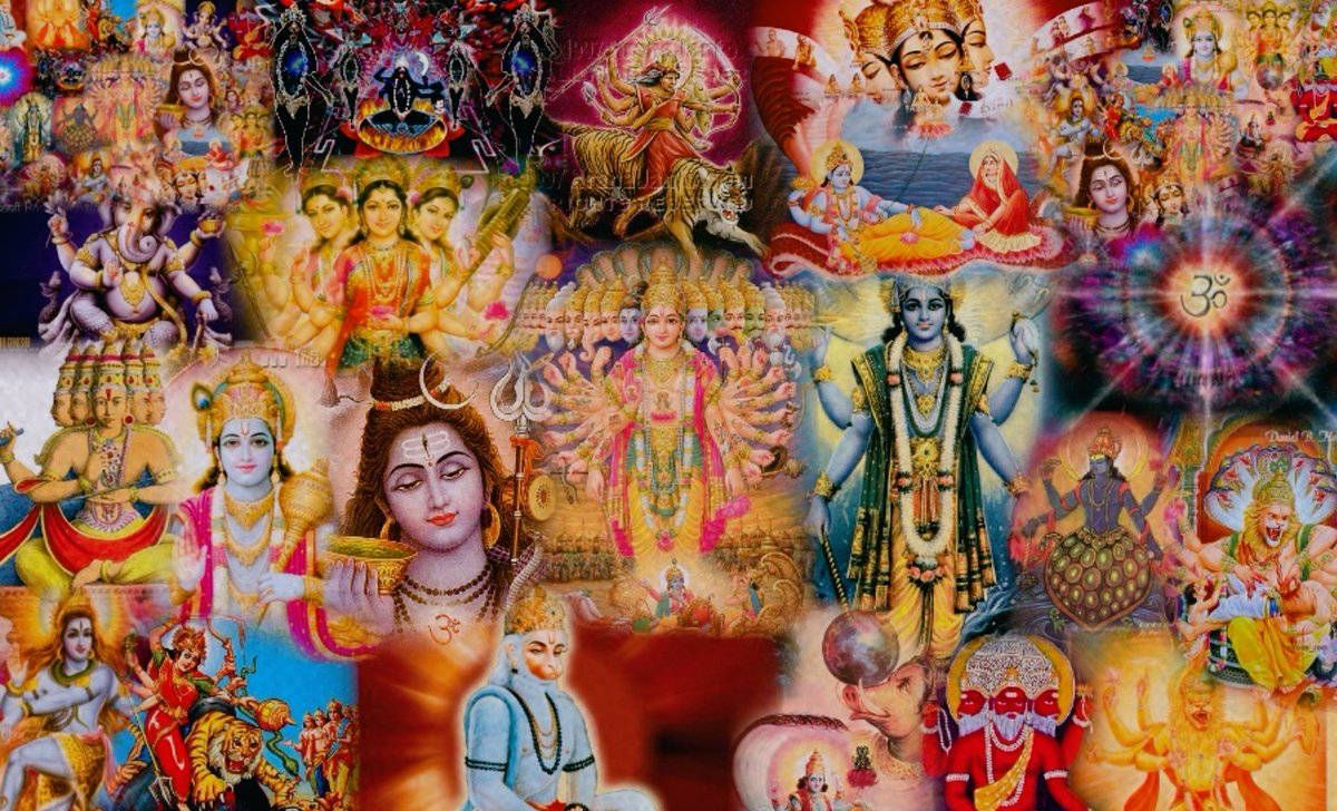 1200x728 Download All Hindu Gods Prayer Collage Wallpaper