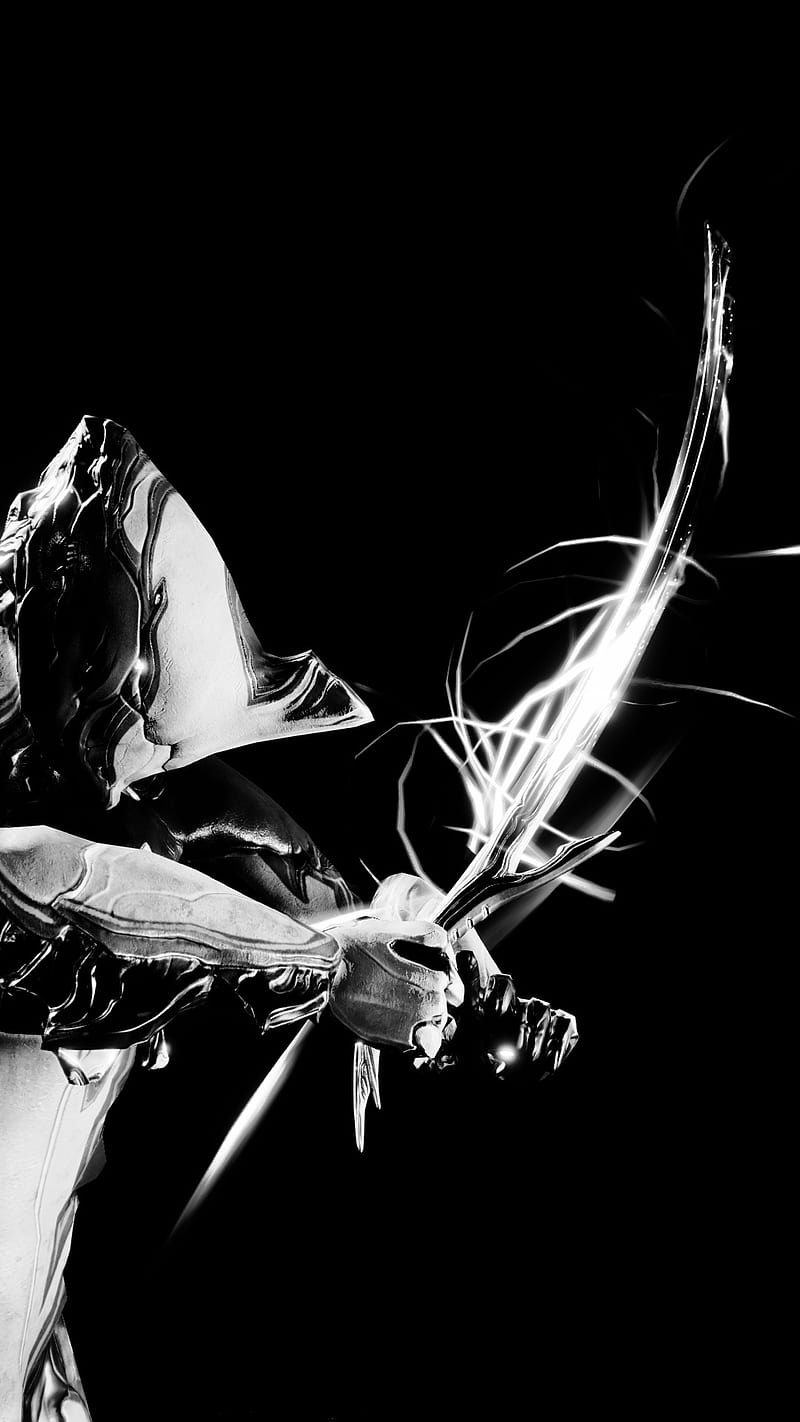 800x1422 Warframe Blade, black and white, gaming, playstation, ps sword, HD phone wallpaper