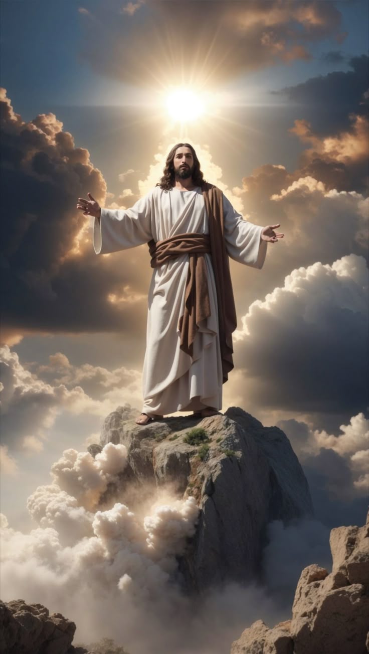 736x1303 Holy Divine Jesus in Clouds 8k HD Wallpaper