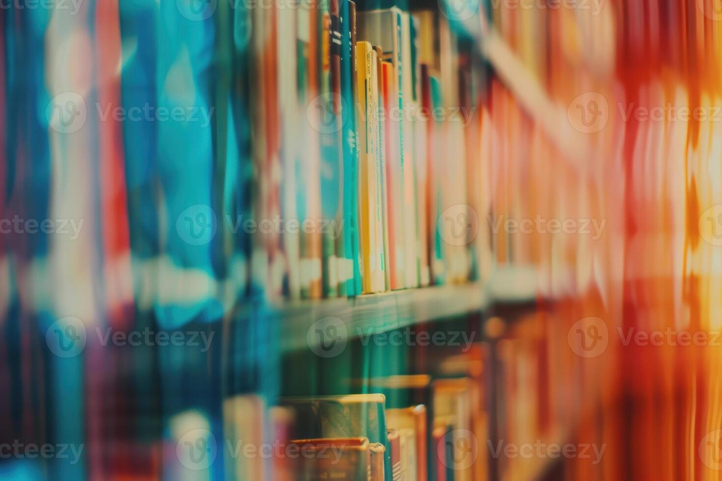1470x980 Soft blurred abstract library background with books, peaceful reading vibe