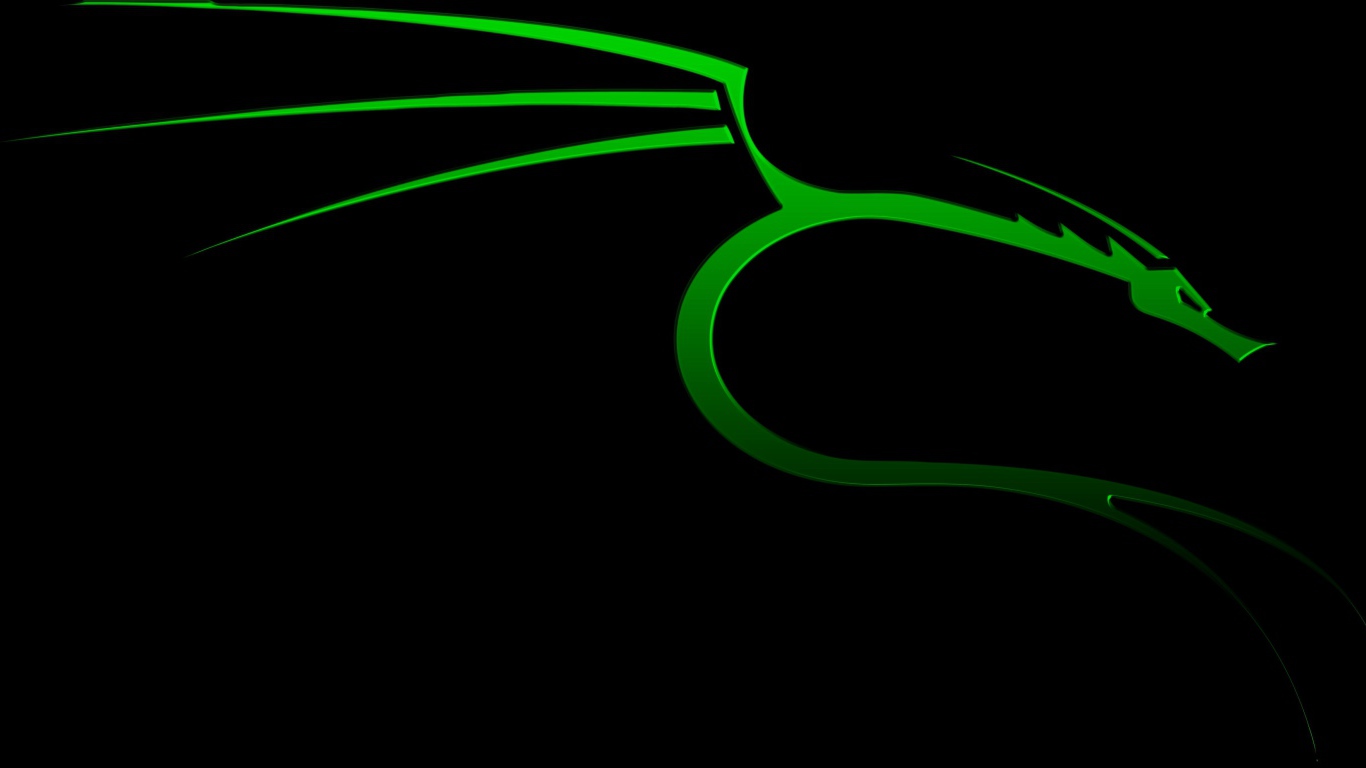 1366x768 Green dragon on a black background Kali Linux Desktop wallpaper 1366x768