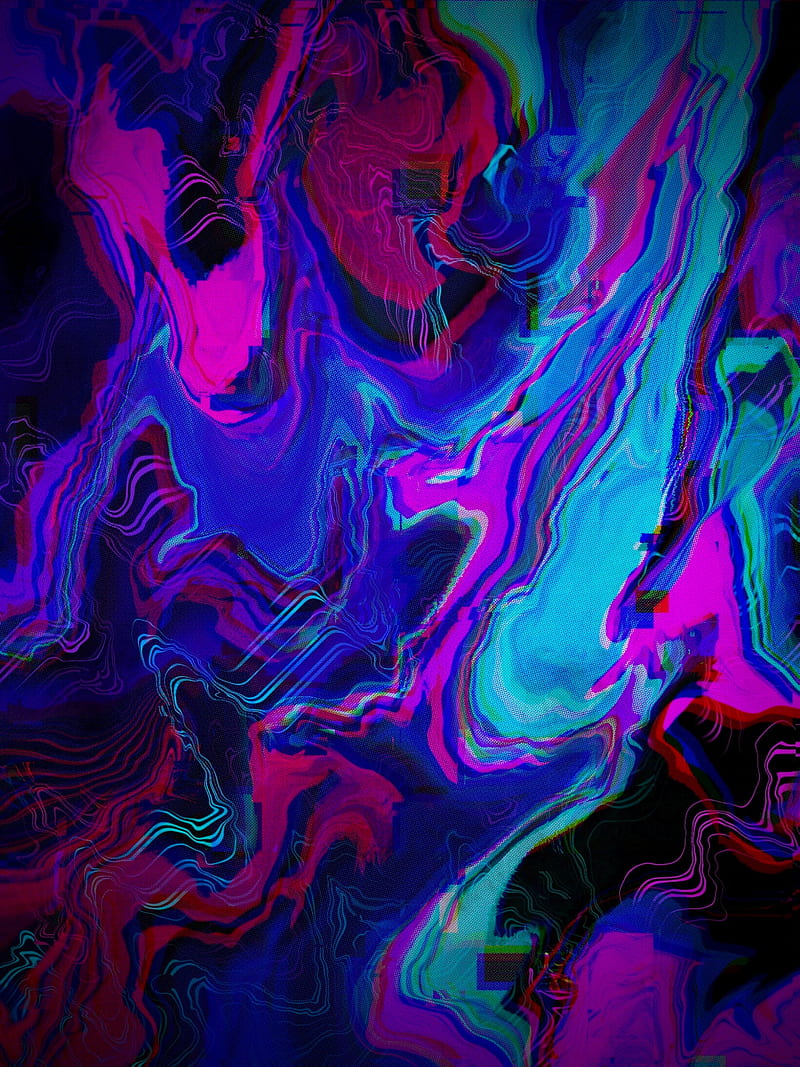 800x1067 Glitchwaves, glitch, liquid, neon, cyberpunk, ink, colores, paint, abstract, HD phone wallpaper