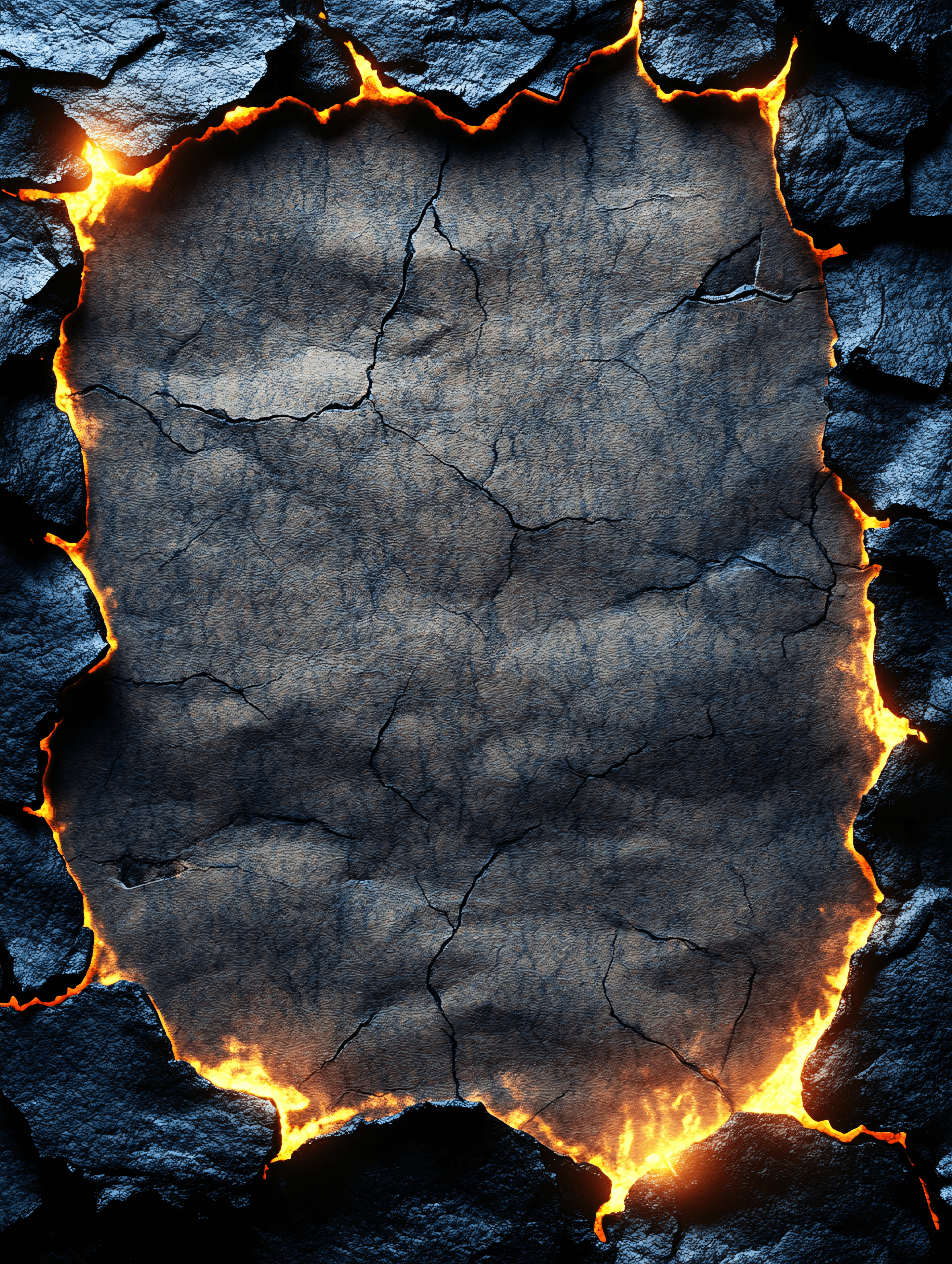 2784x3696 Free Download Cracked Stone Frame with Glowing Lava Texture Background