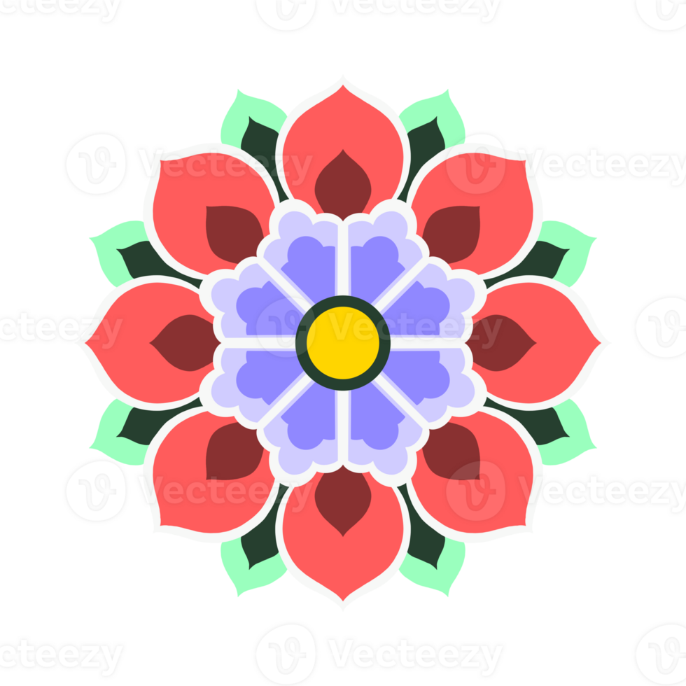 980x980 Dancheong Colored flower Korean traditional pattern. 31426536 PNG