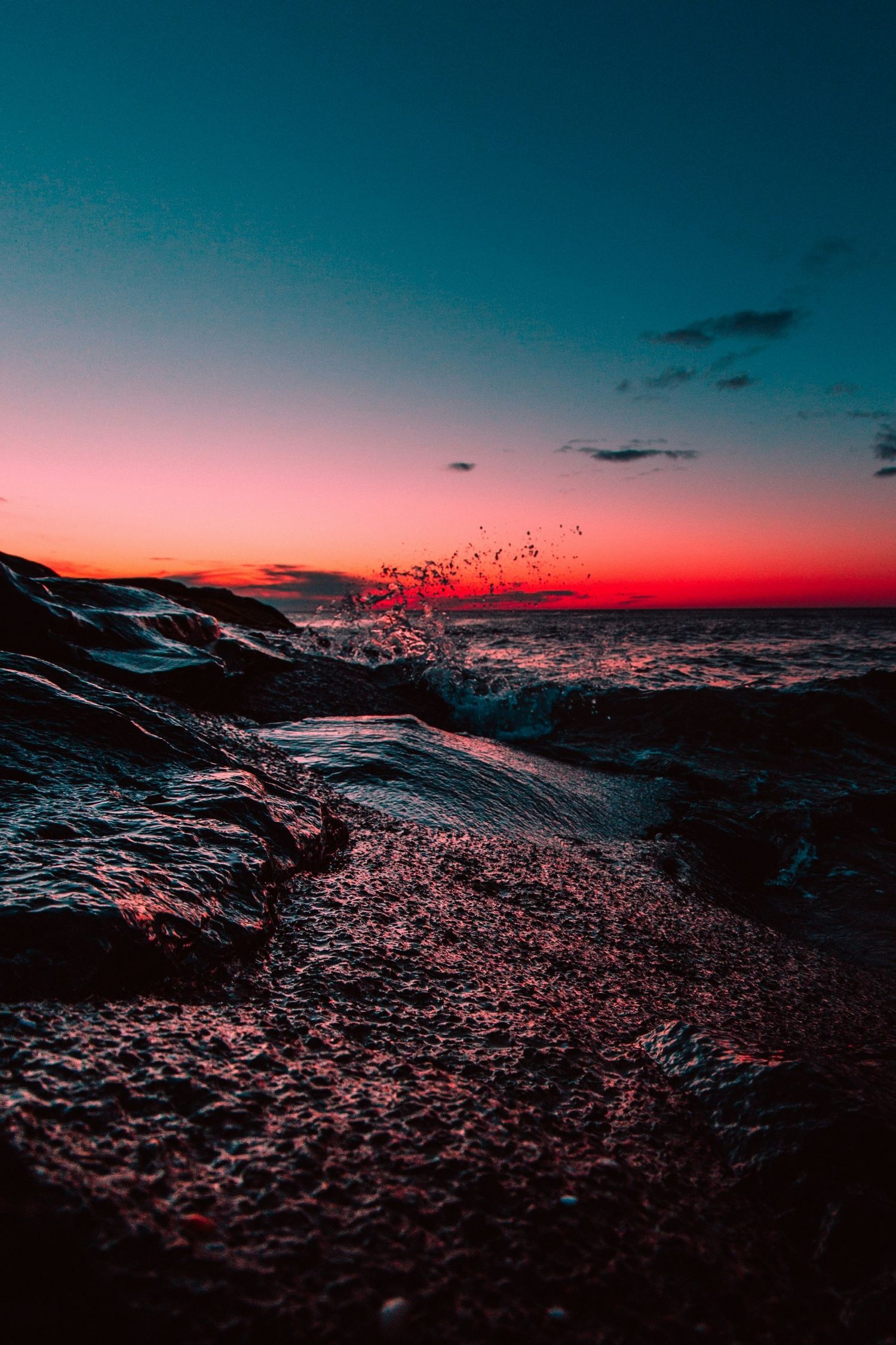 1500x2250 Super Vibrant Red Sunset Over The Ocean