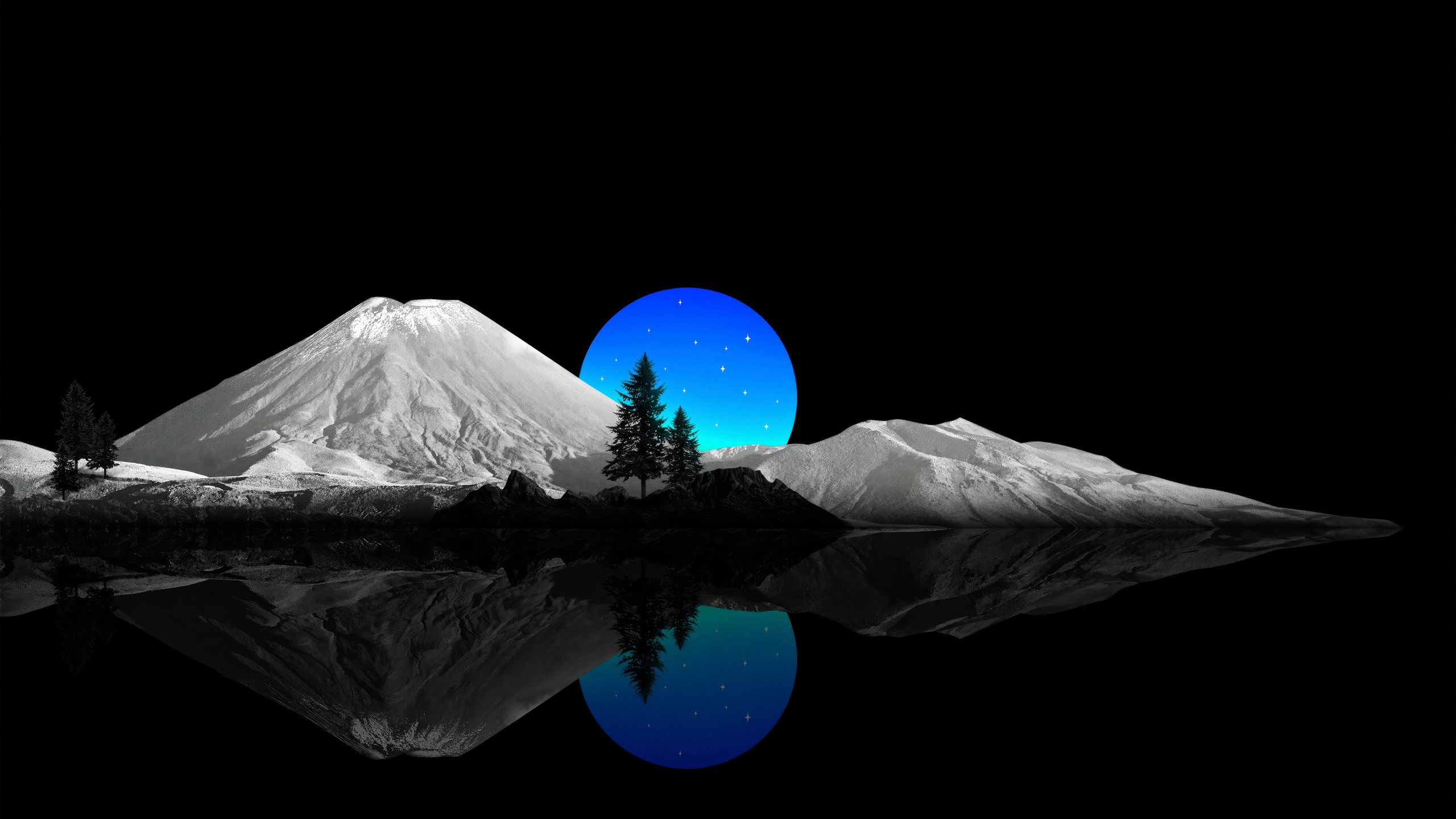 2560x1440 Mountains And Blue Sunset Oled 4k 1440P Resolution , HD 4k Wallpaper, Image, Background, Photos and Picture