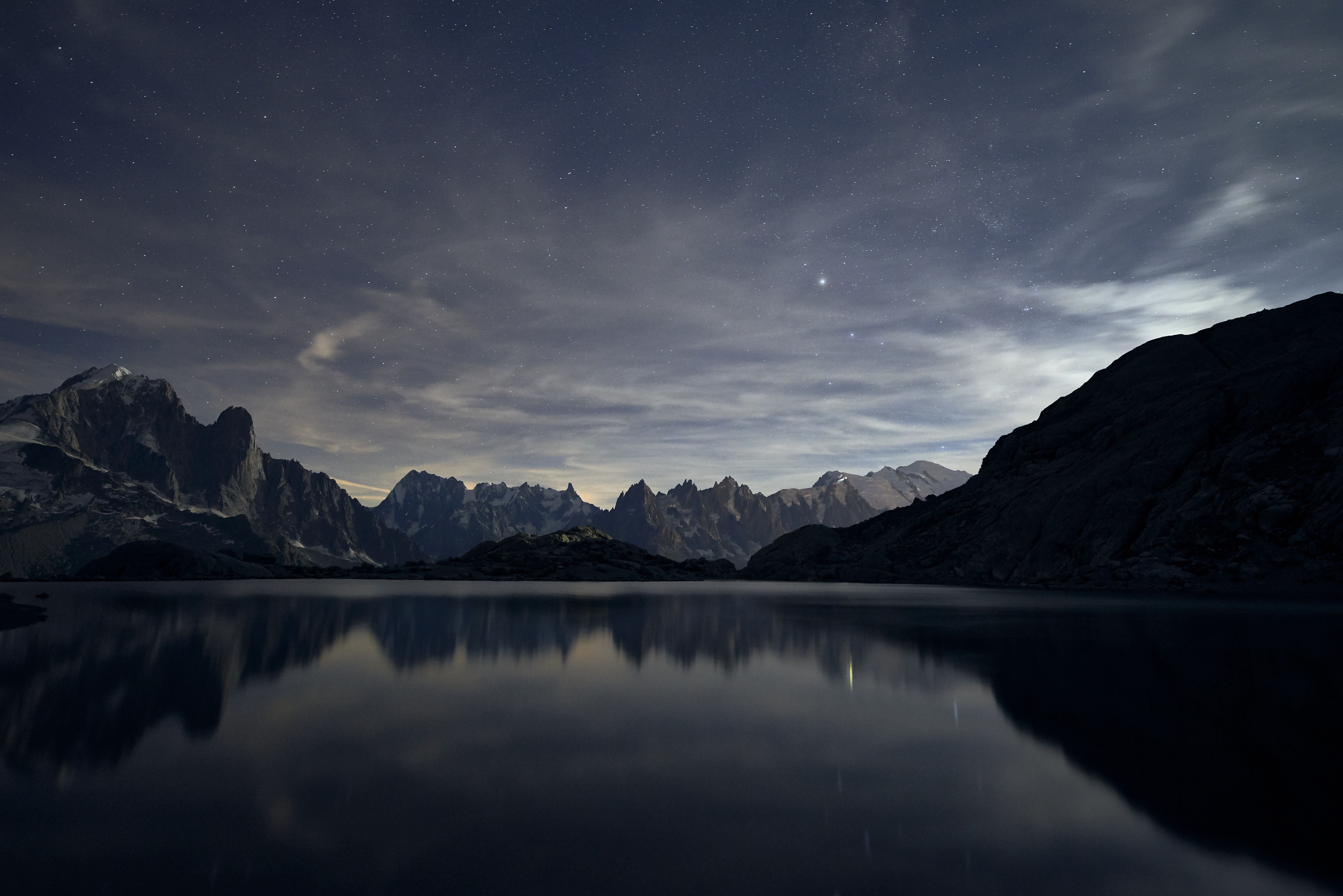 7179x4791 Starry sky Wallpaper 4K, Scenery, 8K, Mountains, Sunset