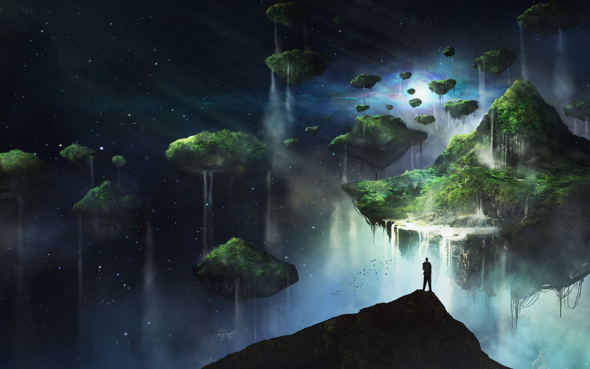 1920x1200 Download Fantasy Islands On Outer Space Wallpaper
