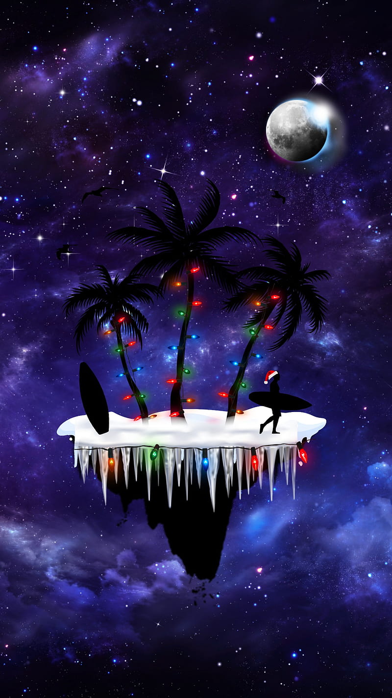 800x1423 HD space island wallpaper