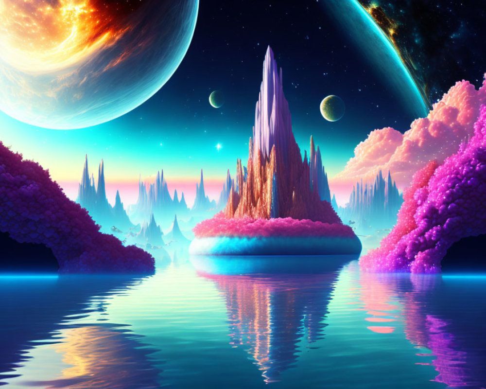 1000x800 image of Spacious fantasy island floating in space withgreat depth. Deep Dream Generator