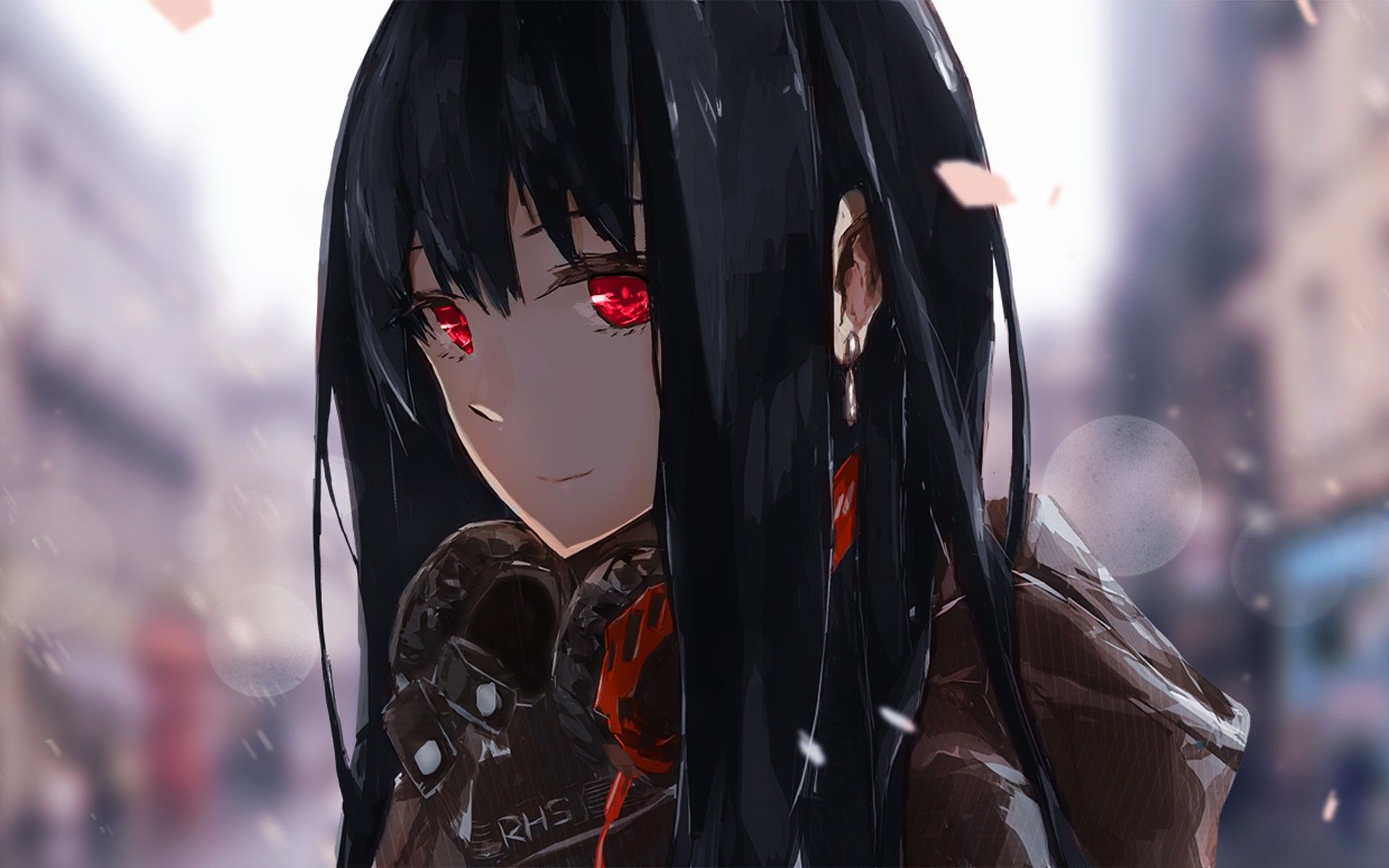 1920x1200 Anime Red Eye Girl Wallpaper