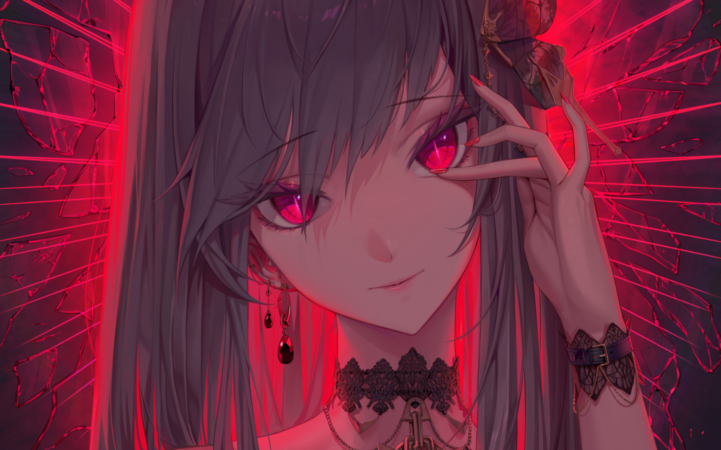 1440x900 Beautiful anime girl with red eyes Desktop wallpaper 1440x900