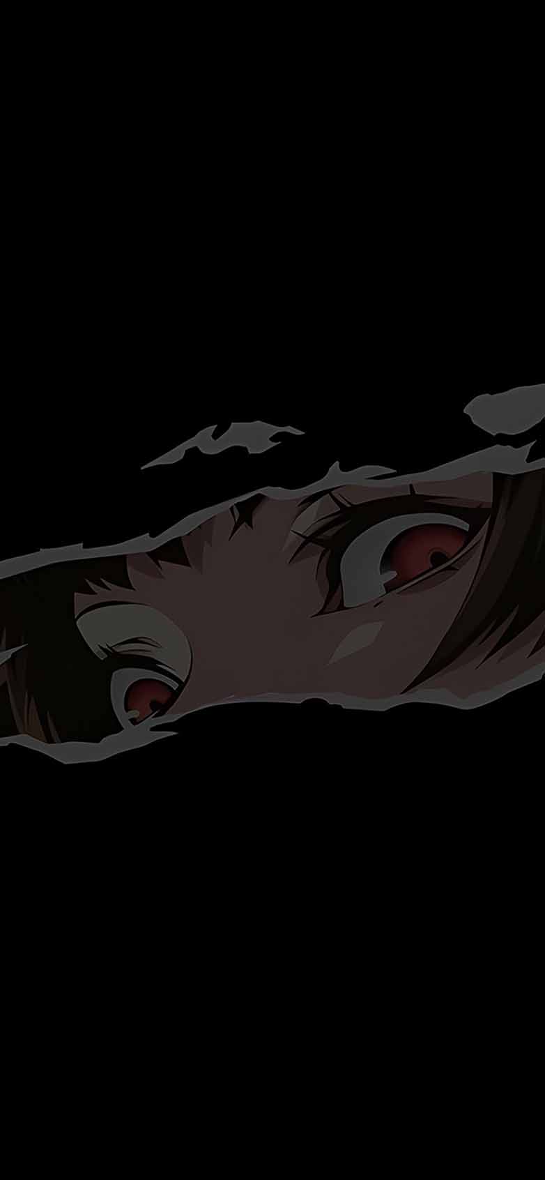 782x1692 Anime Girl Red Eyes Ripped Screen Black Wallpaper iPhone HD