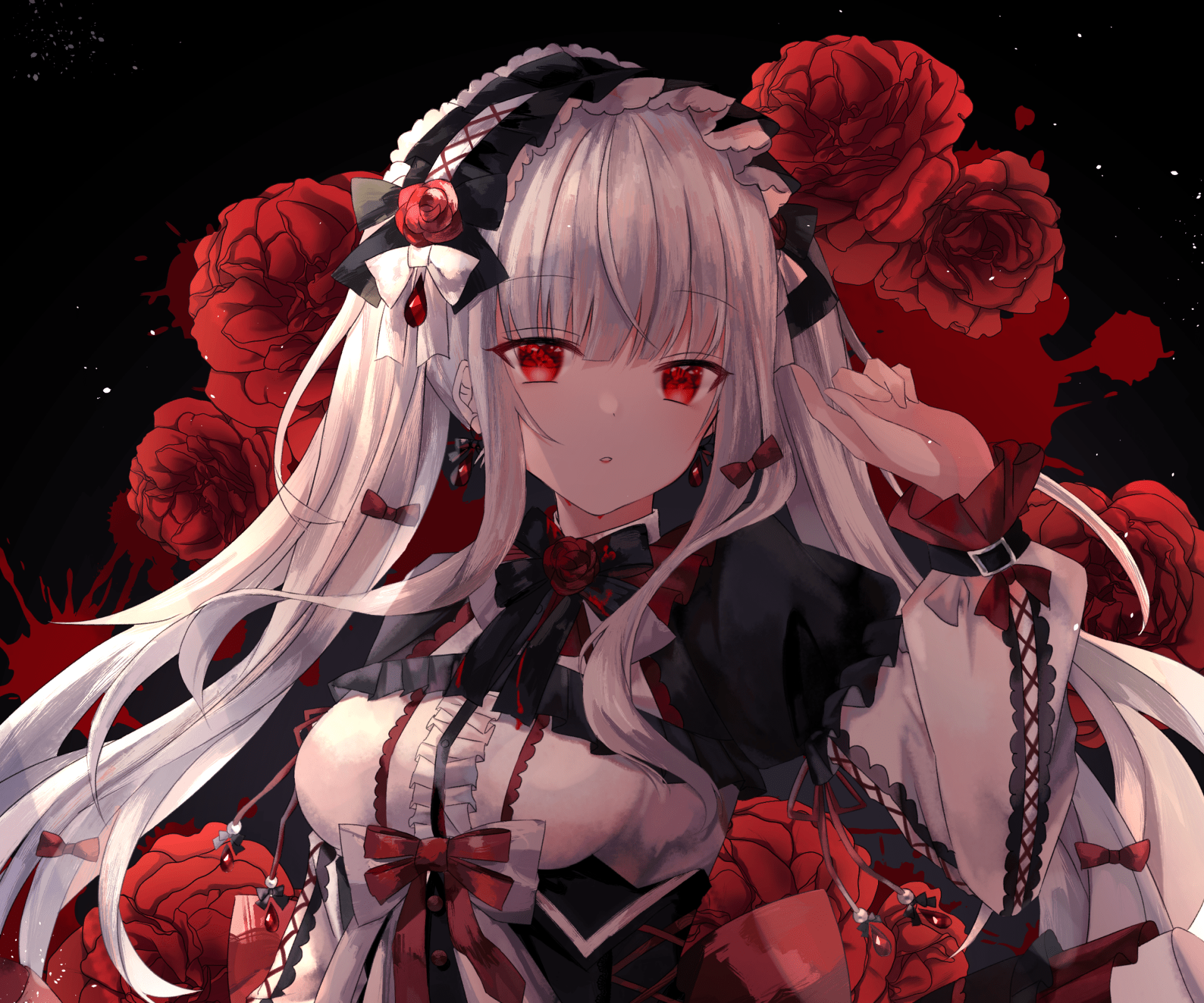 1920x1600 Download Red Eyes White Hair Anime Girl Anime Girl HD Wallpaper