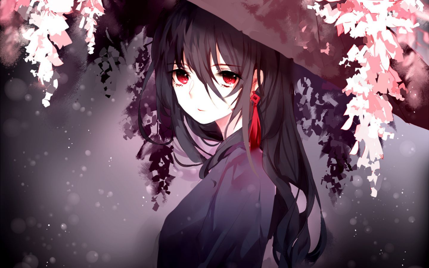 1440x900 Anime Red Eye Girl Wallpaper