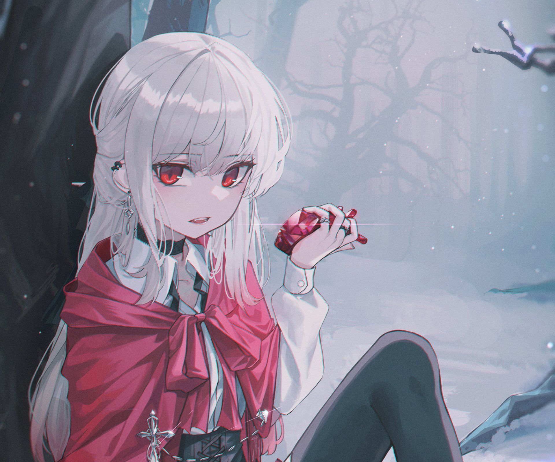 1920x1600 Download White Hair Red Eyes Anime Girl Anime Girl 4k Ultra HD Wallpaper