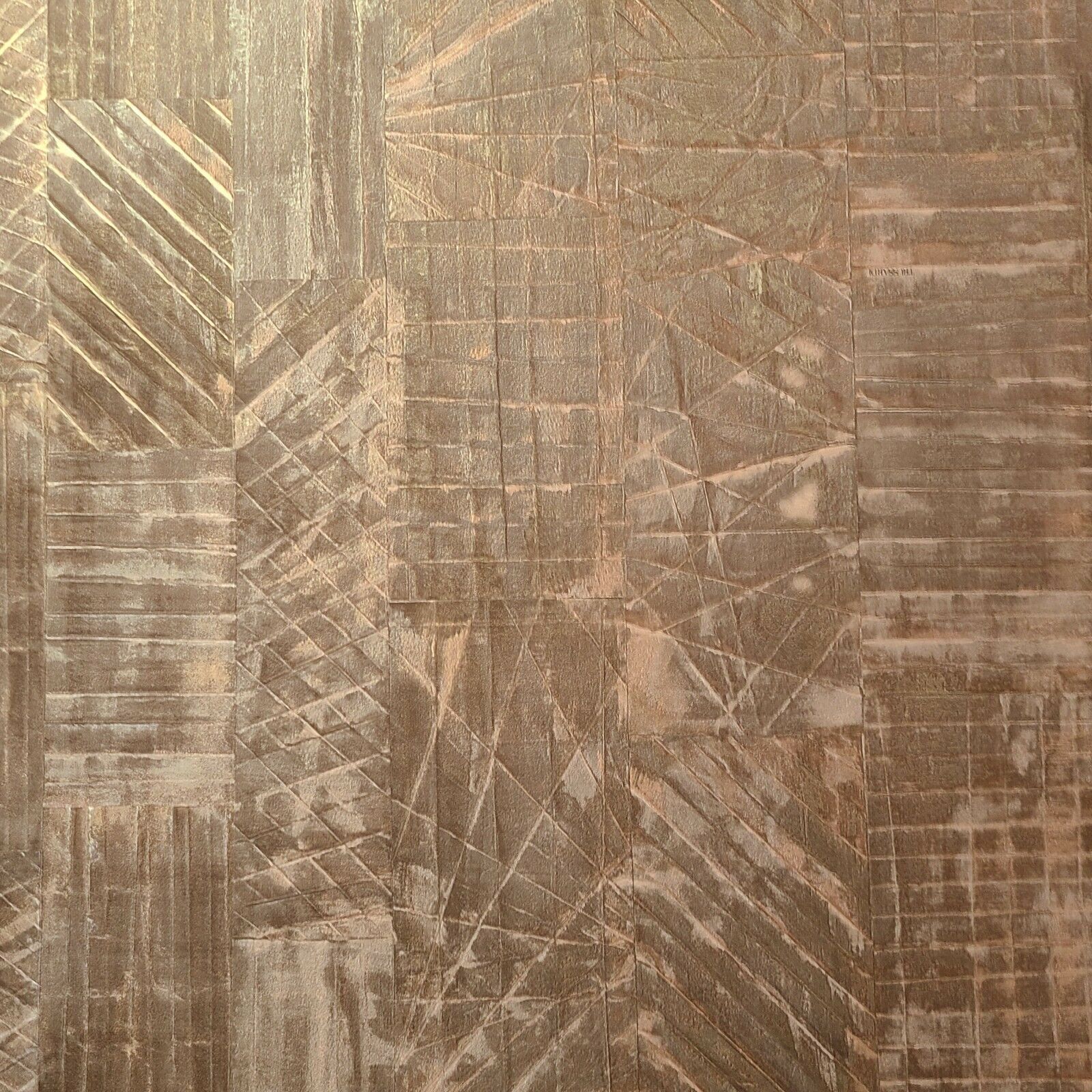 1600x1600 Z44945 Geometry lines Ginger copper faux Industrial leather Wallpaper