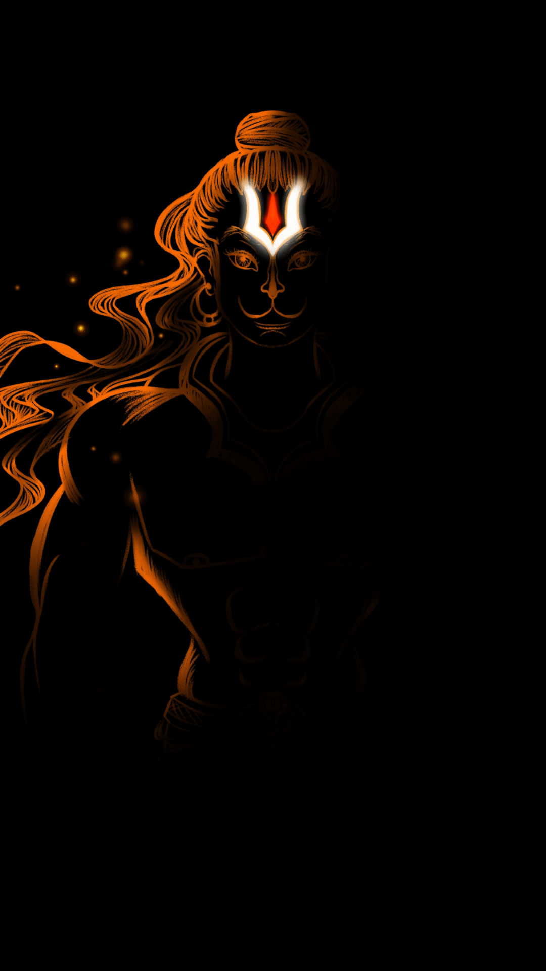 1080x1920 Lord Hanuman Wallpaper 4K, Black background, Hindu God