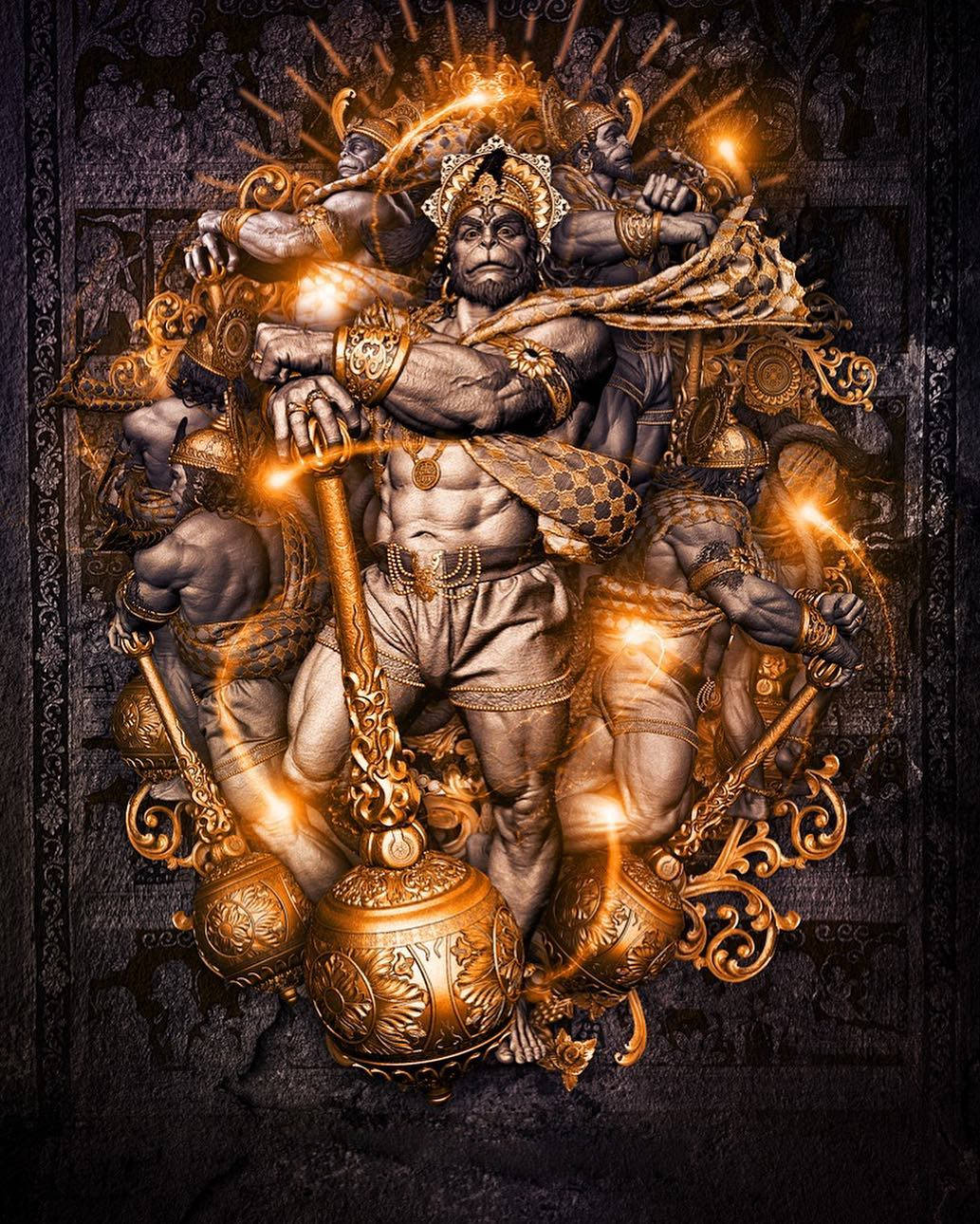 1033x1290 Download Lord Hanuman 3D Digital Illustration Wallpaper