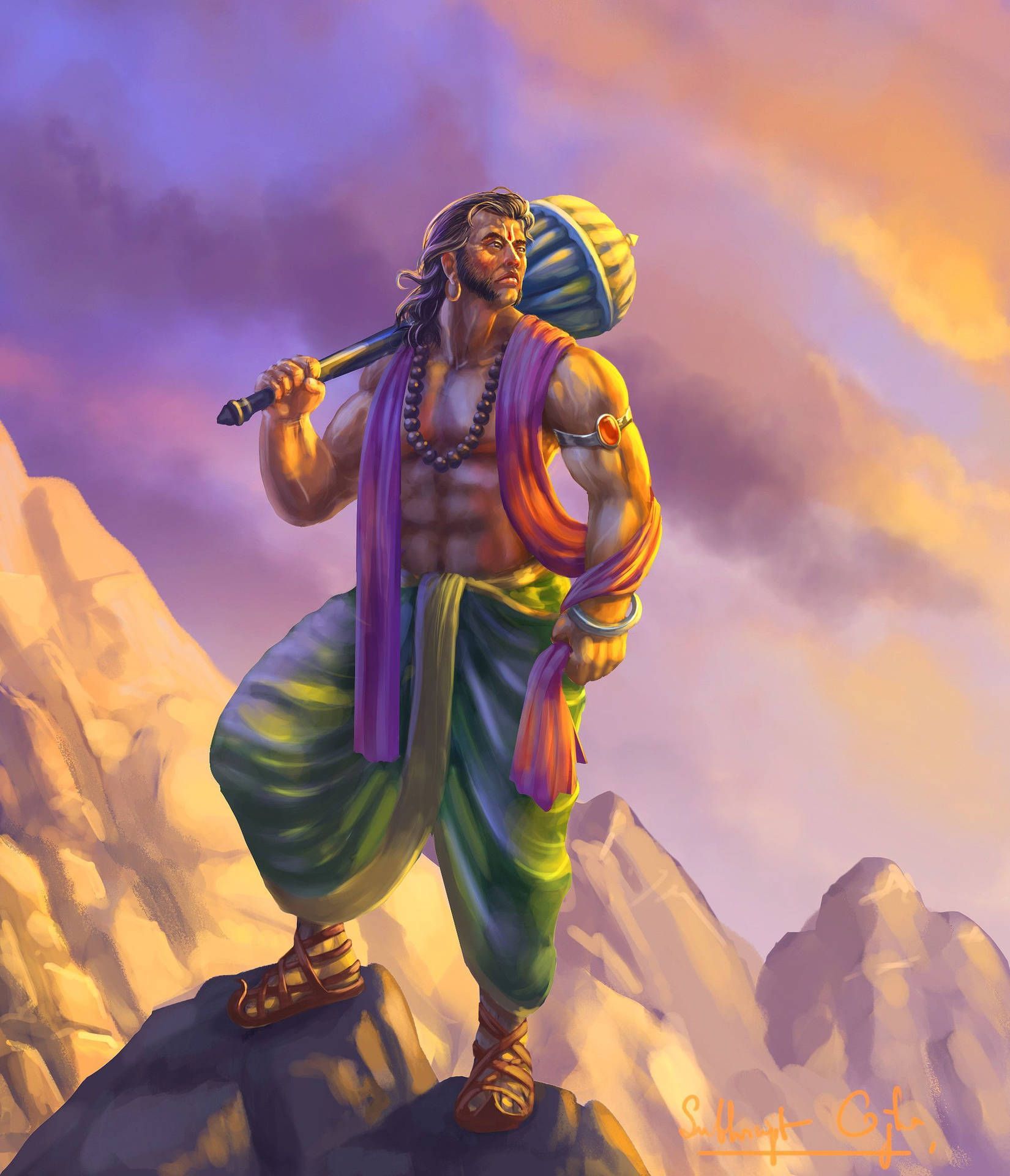 1650x1920 Download Lord Hanuman 3D Digital Art Wallpaper