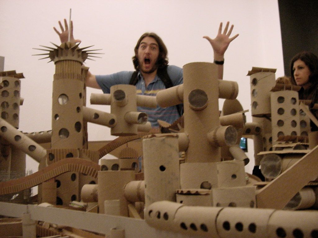 1024x768 I loom over Michel Gondry's cardboard city. At least, that