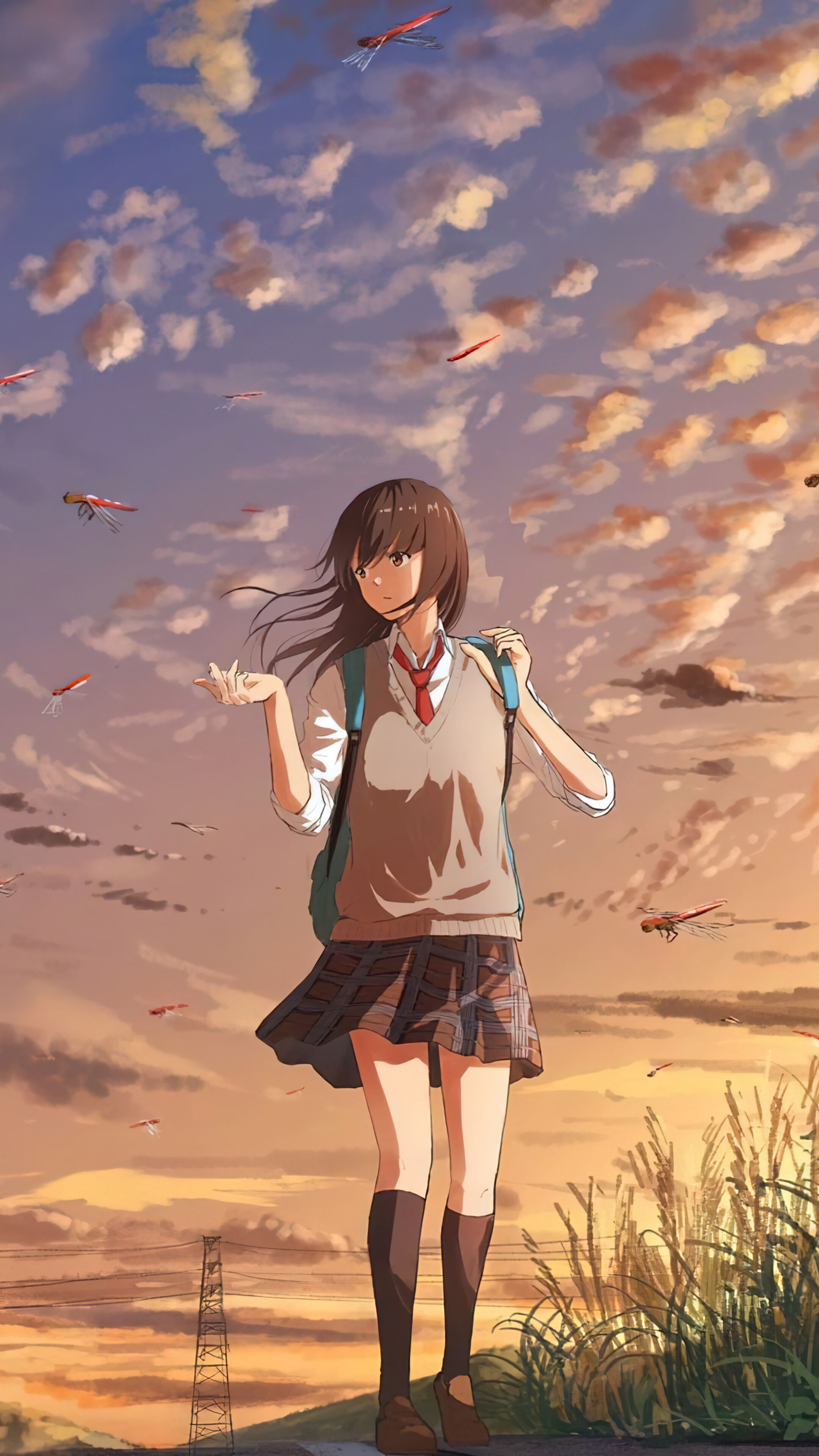 2160x3840 Anime School Student Girl Walking 4K Wallpaper iPhone HD Phone i