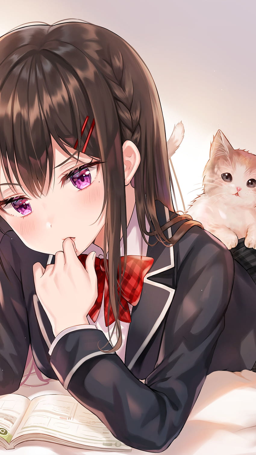850x1511 Cute anime student HD wallpaper