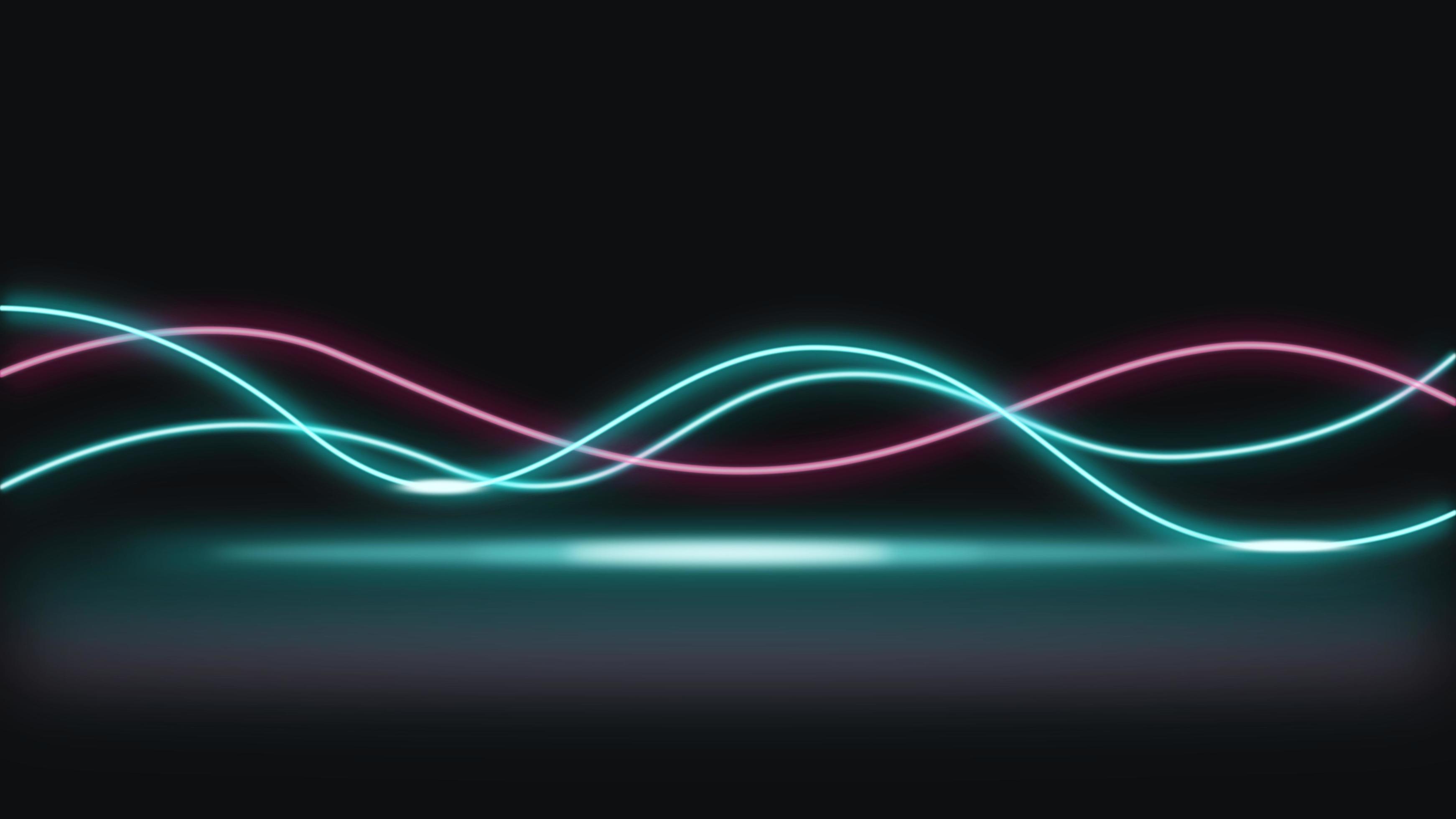 3484x1960 Abstract neon glow background with wavy lines