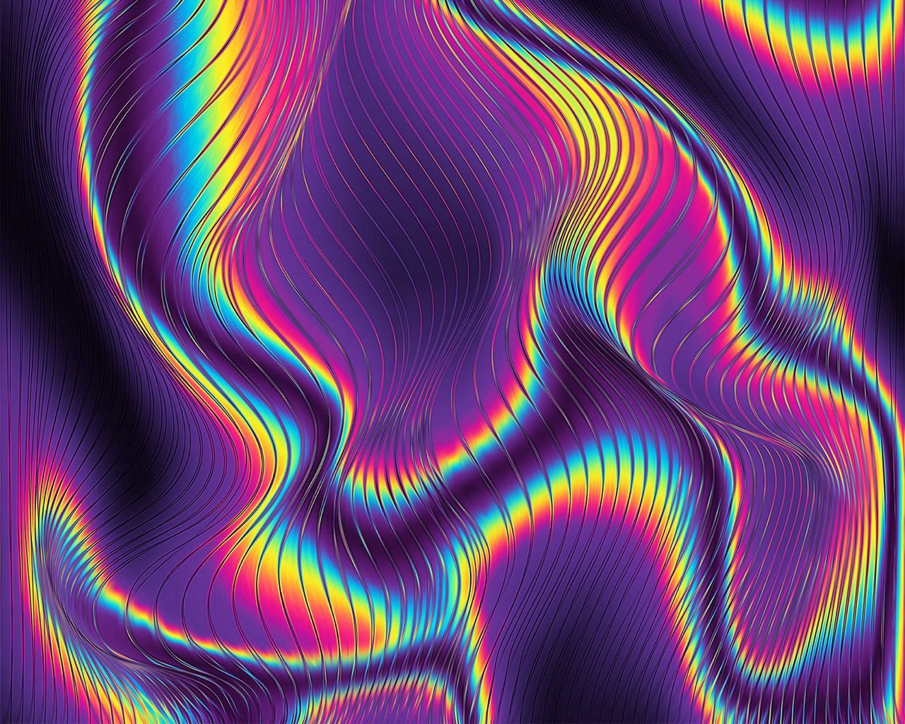 1280x1024 Download wallpaper 1280x1024 bright, glow, iridescent, wavy, metallic, lines, multicolored standard 5:4 HD background