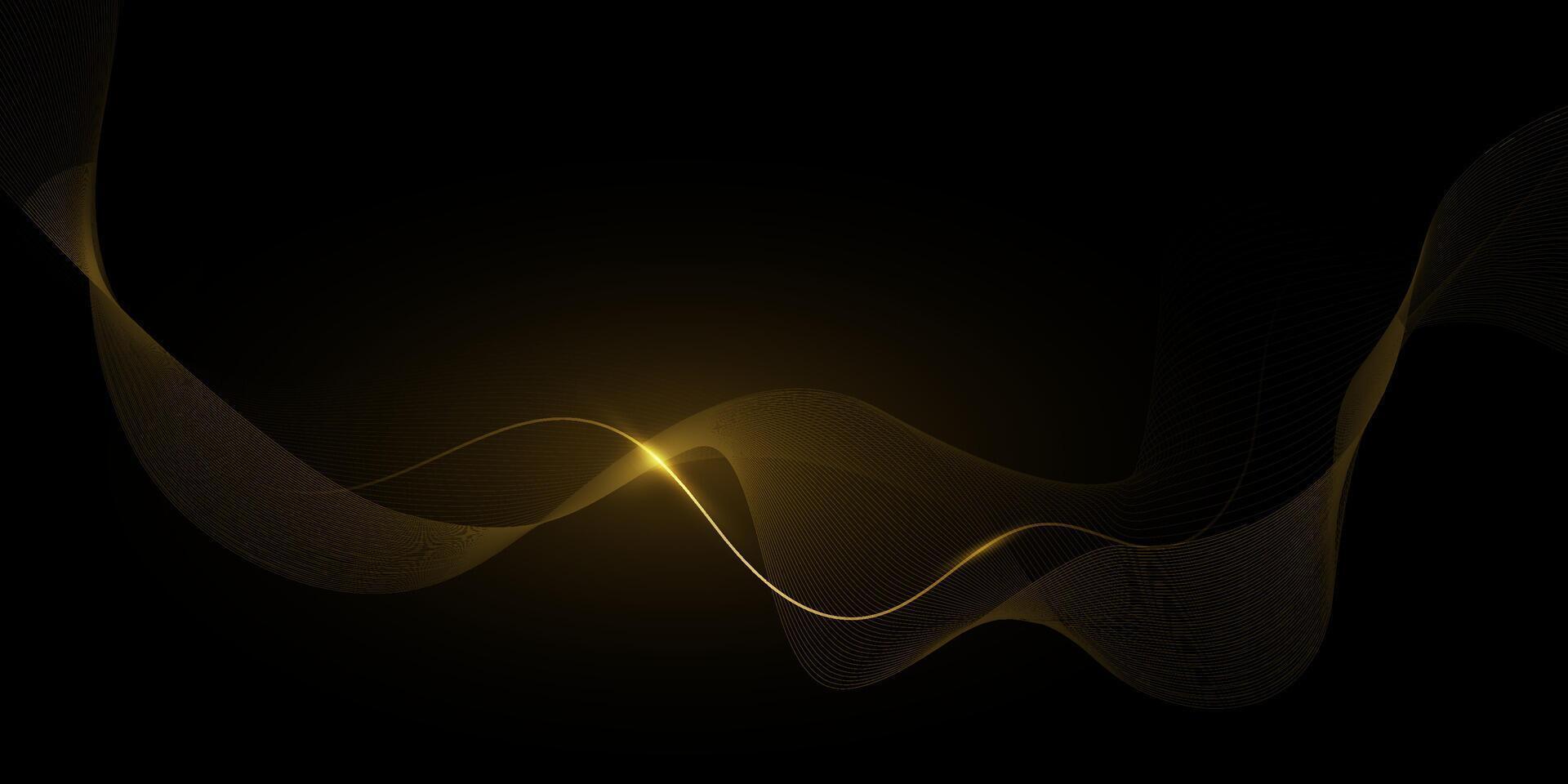 1920x960 Abstract motion of curve lines, light shiny, glow effect. Illustration design. Bright gold wave, wavy line pattern. Element graphic design for technology banner template, wallpaper background
