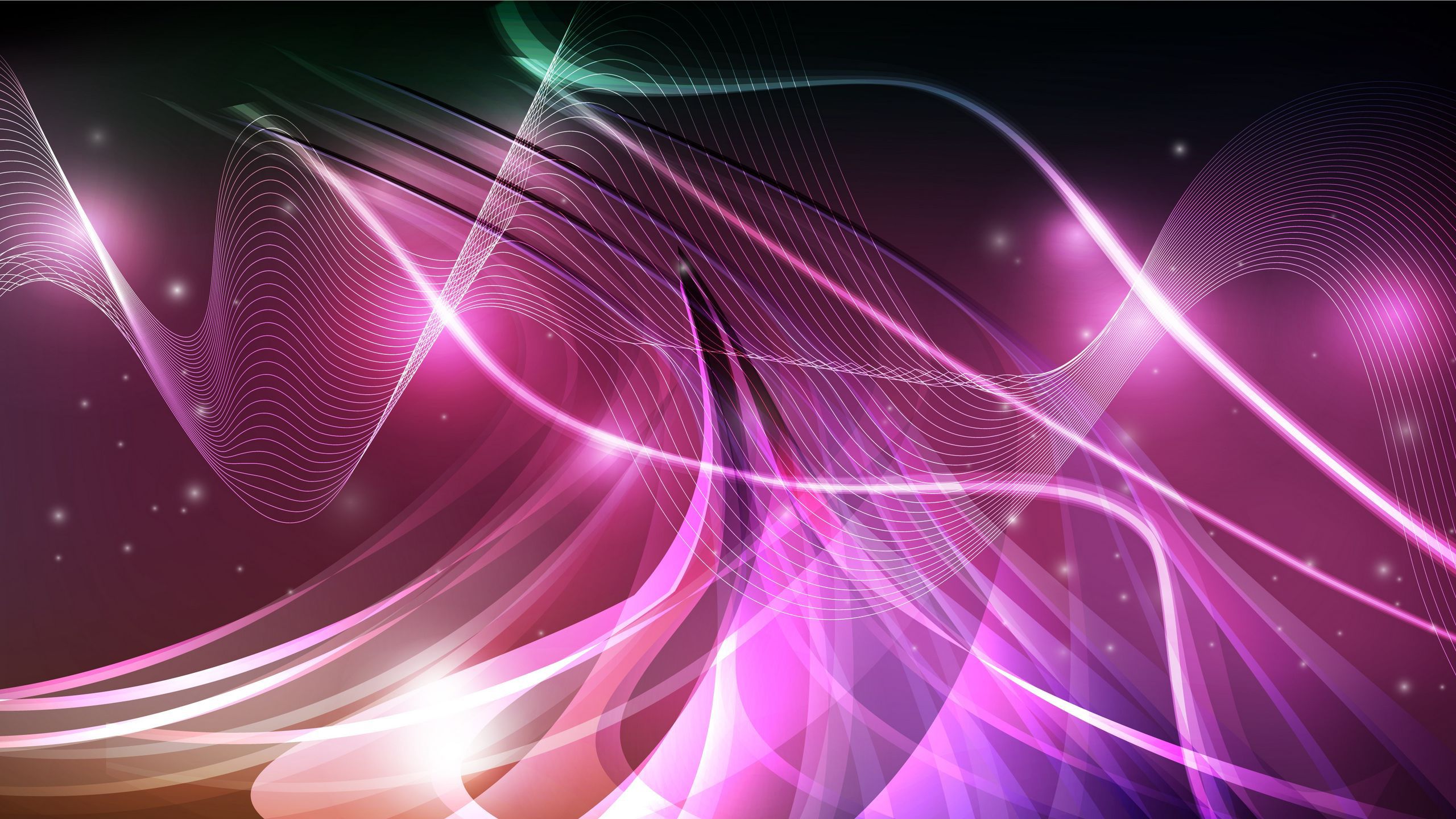 2560x1440 Light Lines Curves Dots Glow HD Abstract Wallpaper