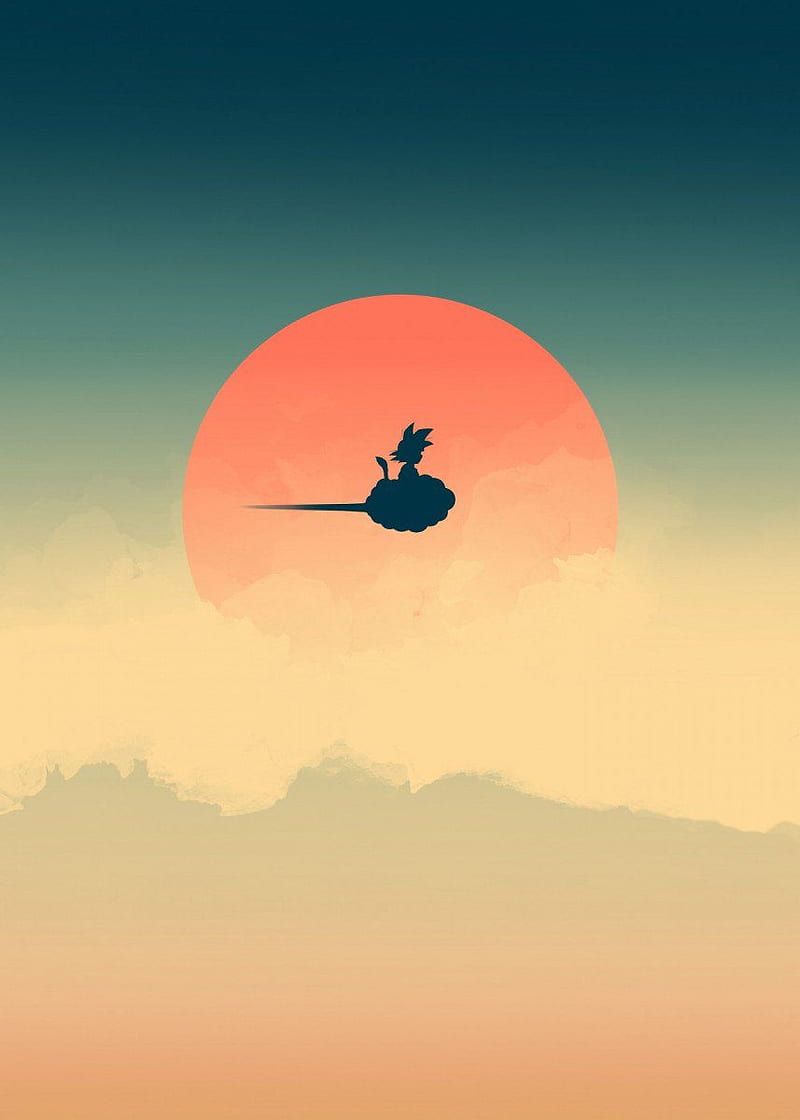 800x1120 Minimalistic Goku Riding Nimbus Cloud In The Sunset. Anime Shelter Shop. Dragon ball iphone, HD phone wallpaper