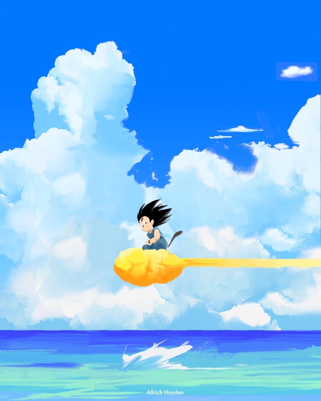 1080x1350 Nimbus Some Guy Named Goku Sitting On Top Of It Art Anmation