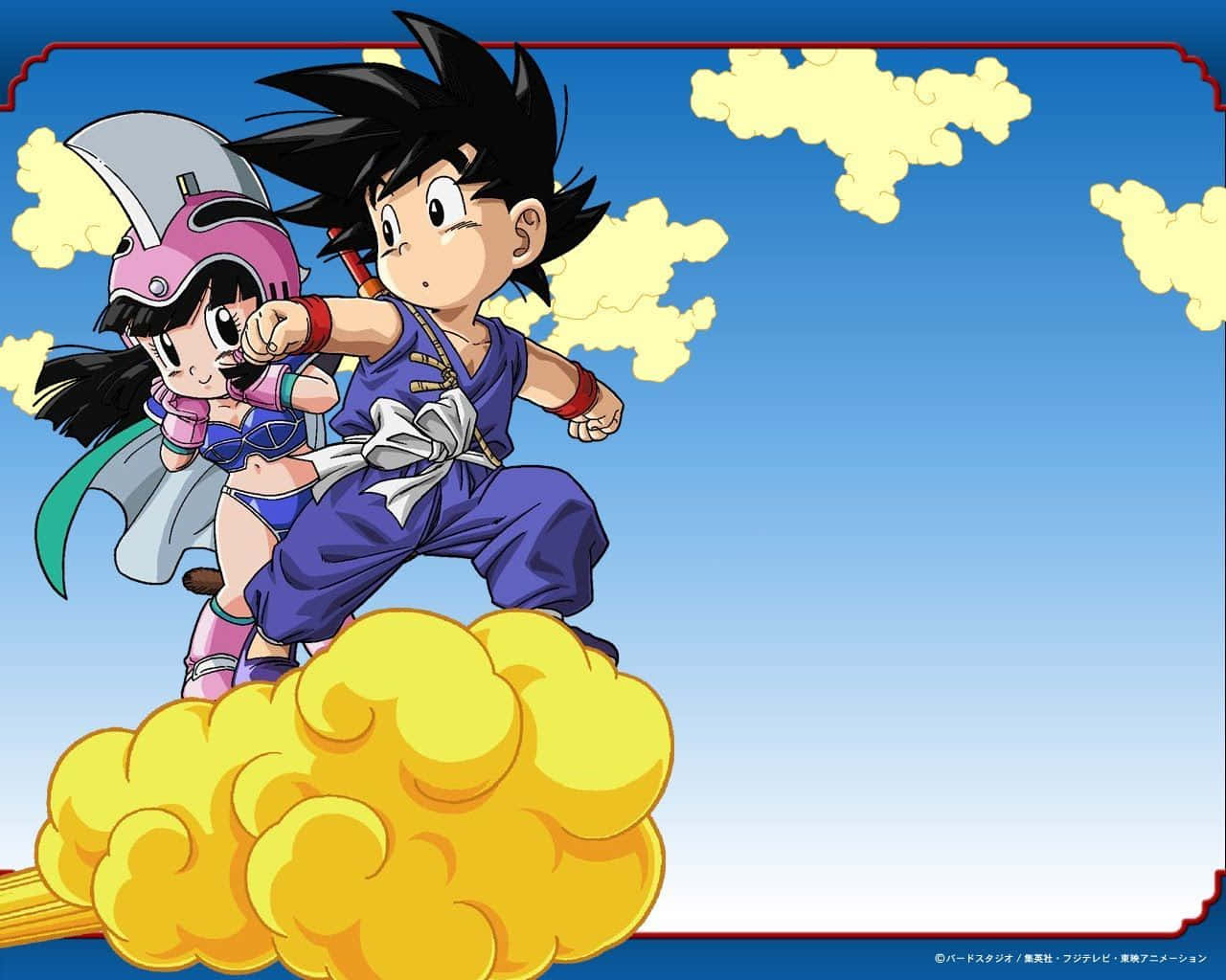 1280x1024 Download Goku And Chichi Pink Armor On Flying Nimbus Wallpaper