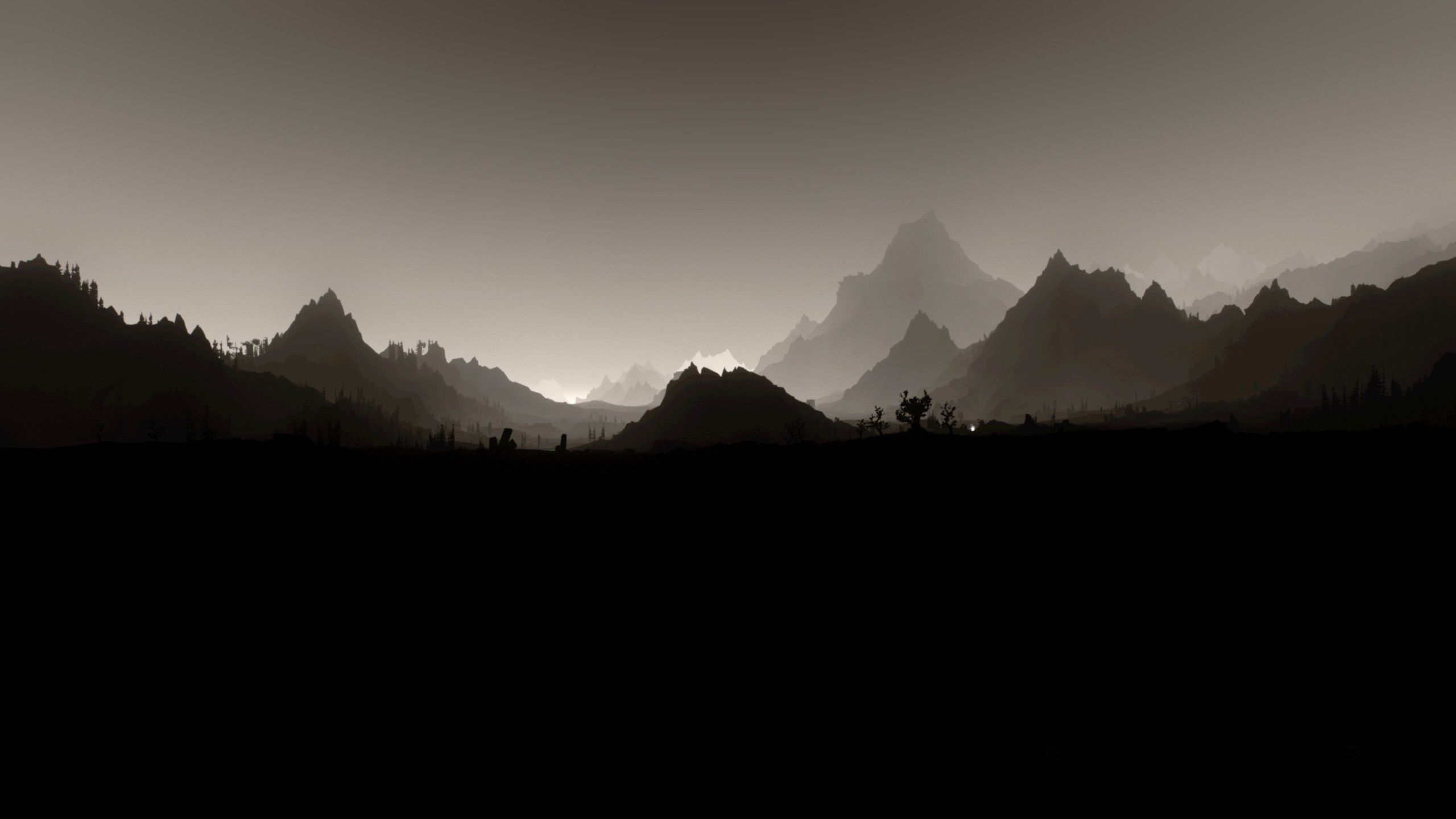2560x1440 Dark Minimalist Mountain Wallpaper