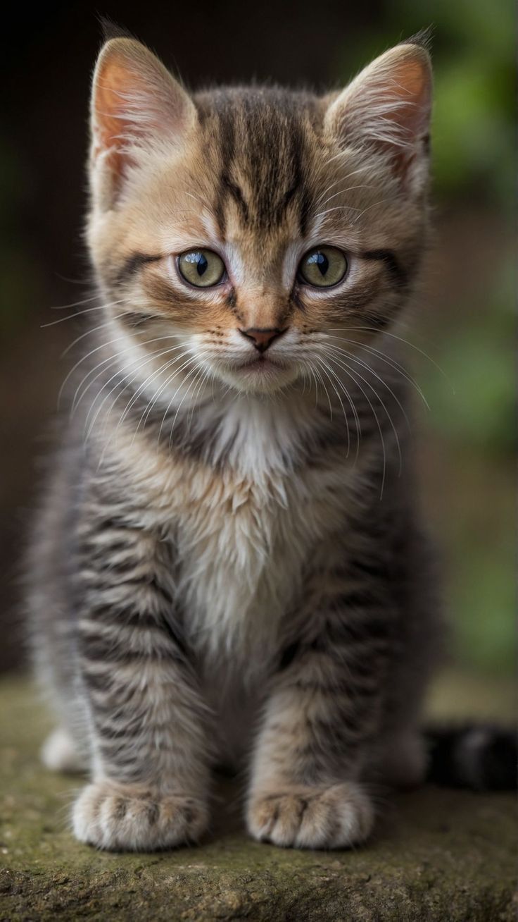 736x1308 Cute KITTEN stripy sitting down