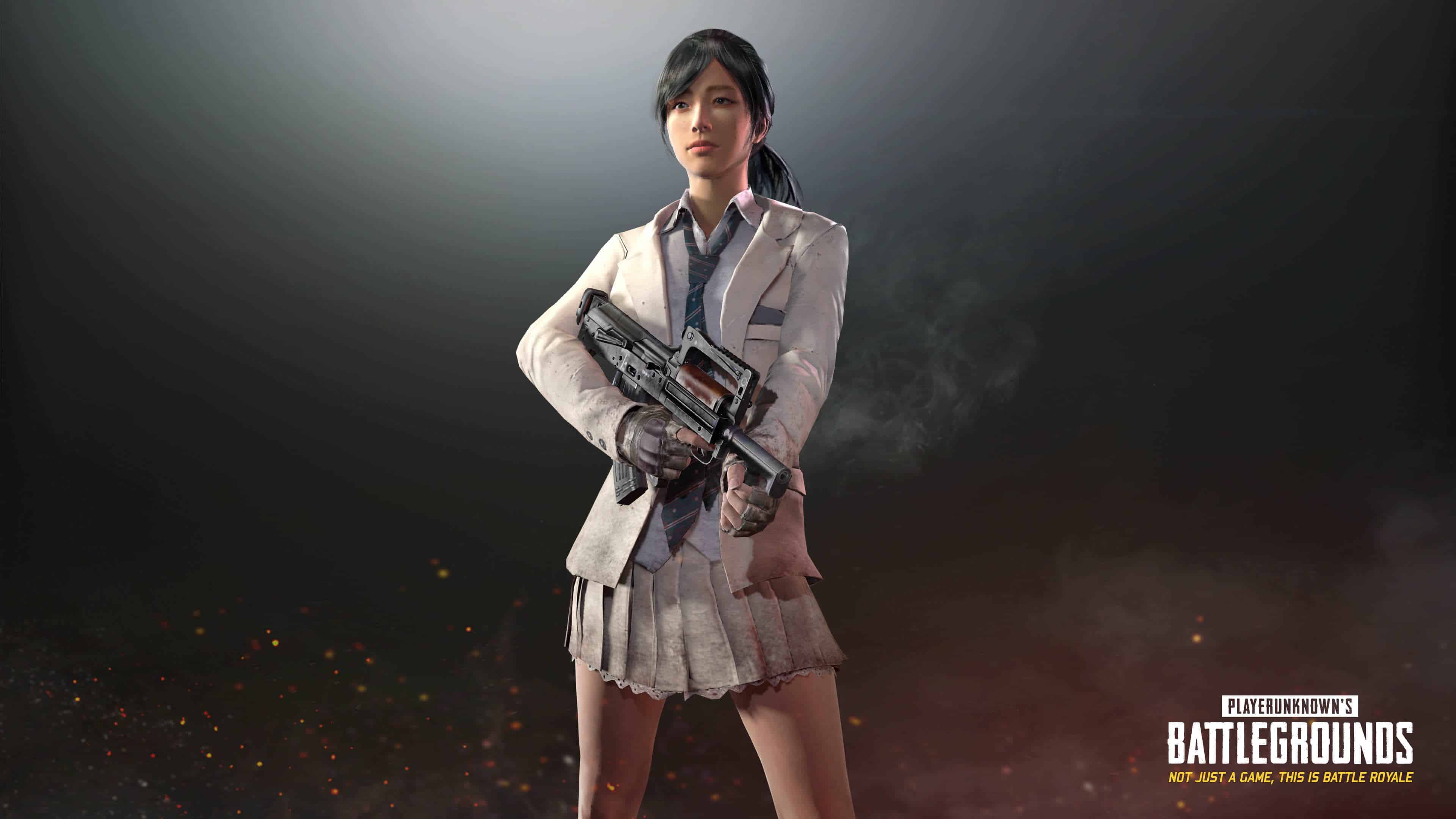 3840x2160 PUBG Player Unknown Battlegrounds Ivory School Uniform Set UHD 4K Wallpaper