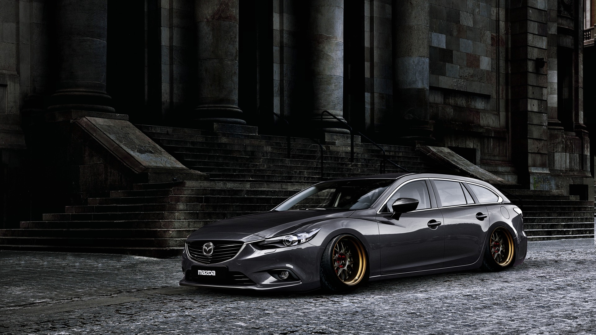 1920x1080 Wallpaper Mazda, tuning, stance, Silver, Wheels, Works, Speed 6 for mobile and desktop, section mazda, resolution 1920x1080